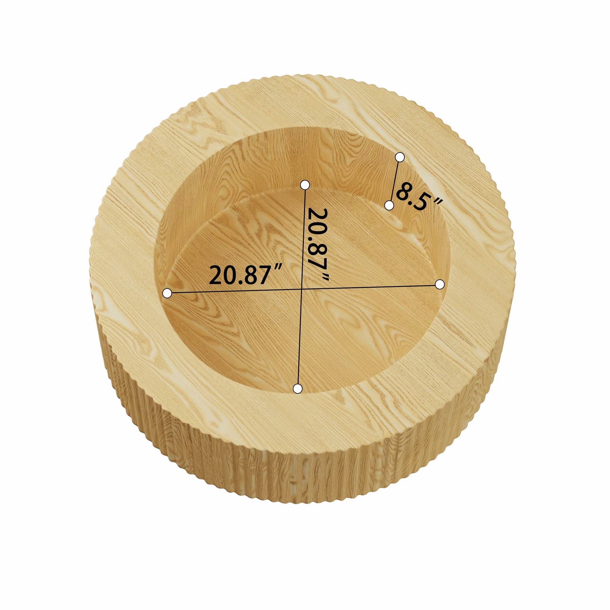 Modern Circular Coffee Table With Stripe Design And Storage Space