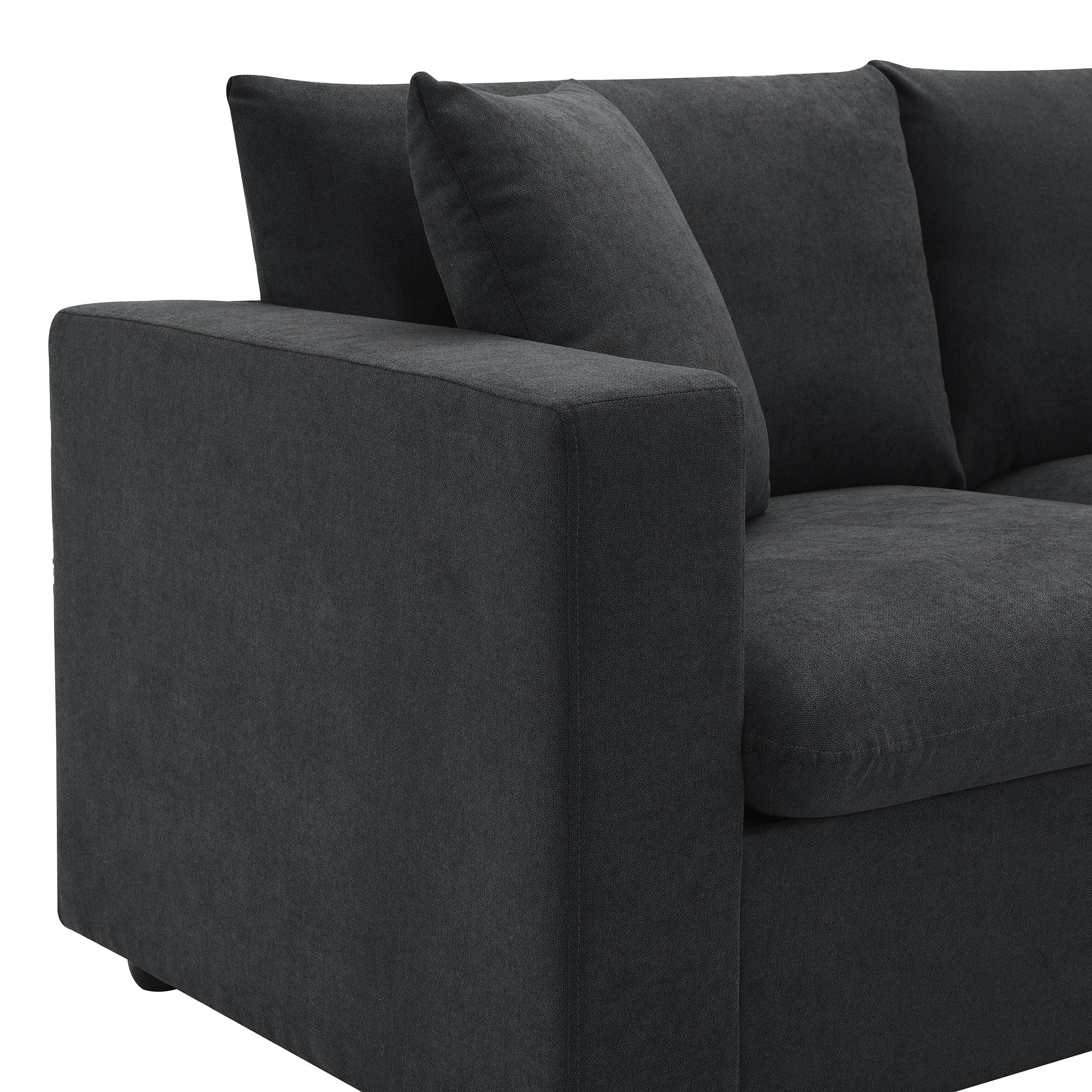 Modern Sectional Sofa With Throw Pillows, Cloud L Shaped Couch Set With Wide 4 Seat Comfy Couch Set With Movable Ottoman