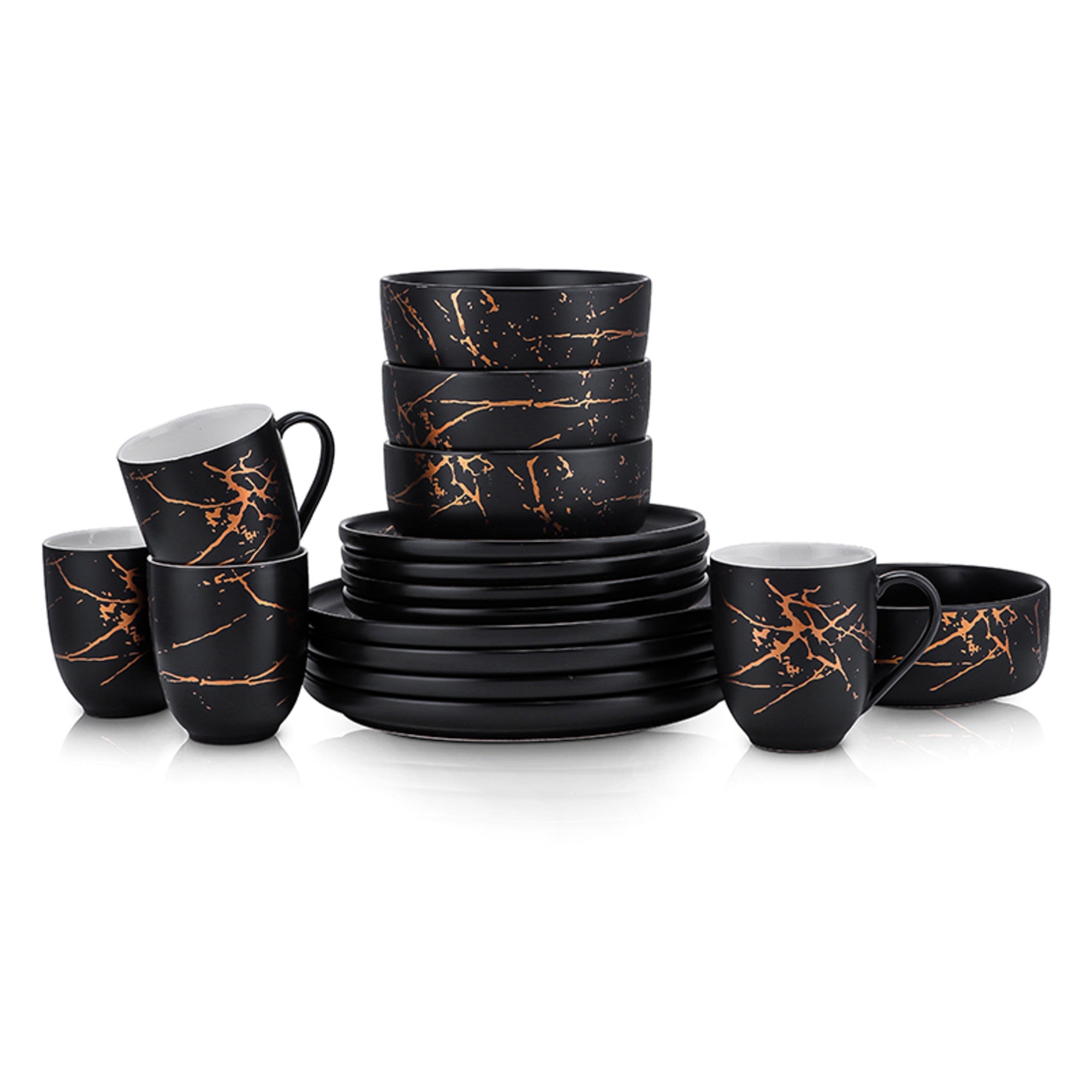 Zora Porcelain Dinnerware Set - Black