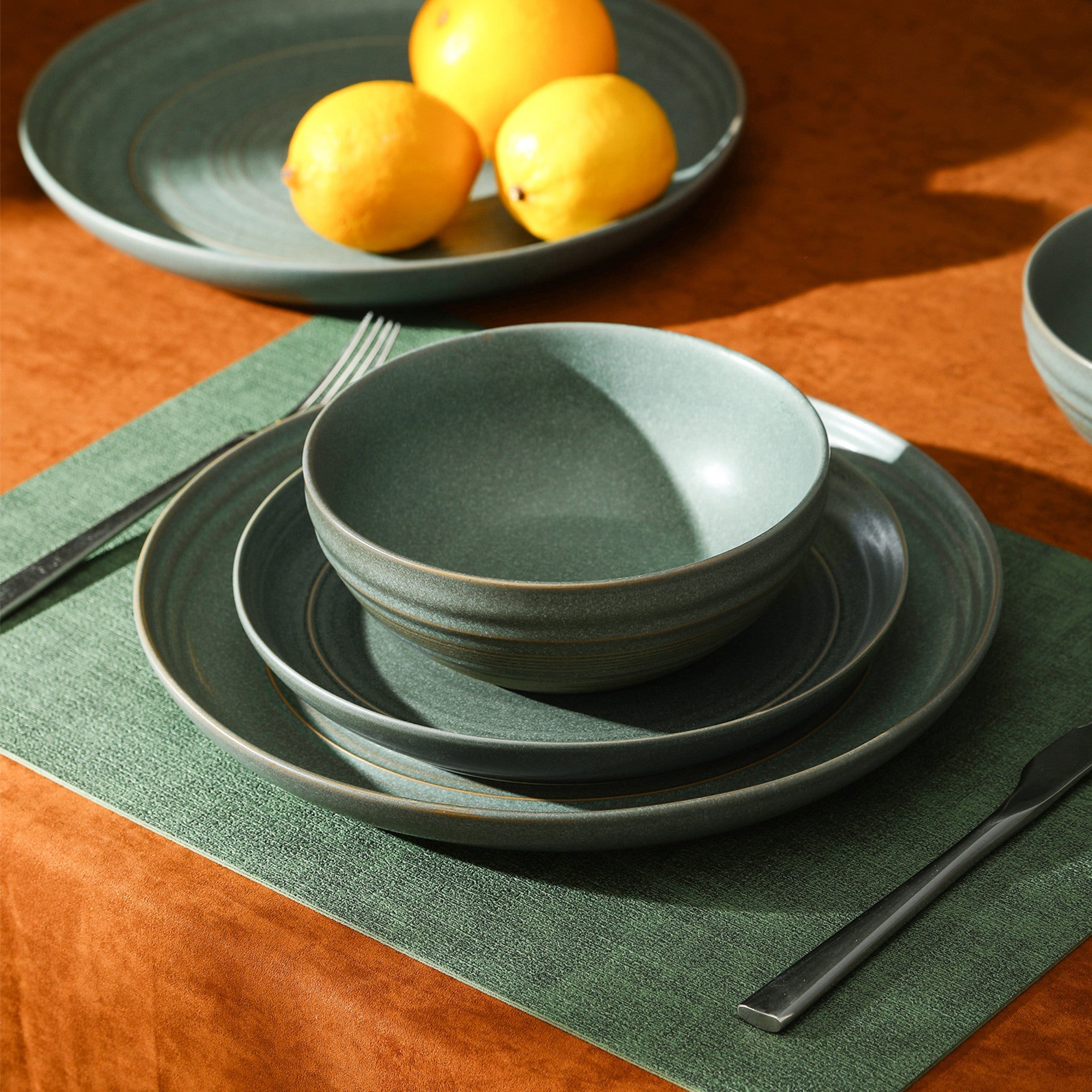 Elio Stoneware Dinnerware Set - Green