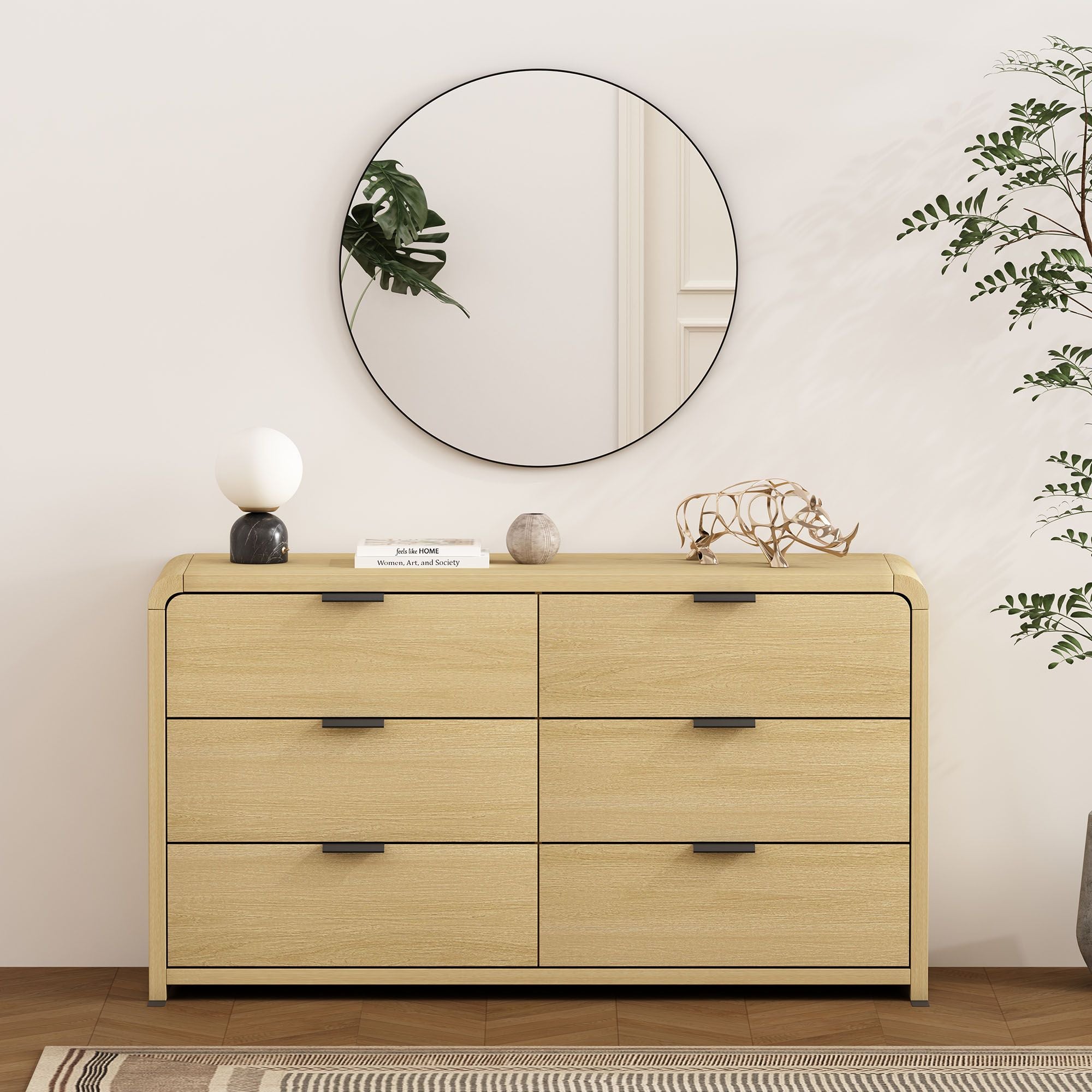 Grace Modern 60" Double Dresser with 6 Drawers