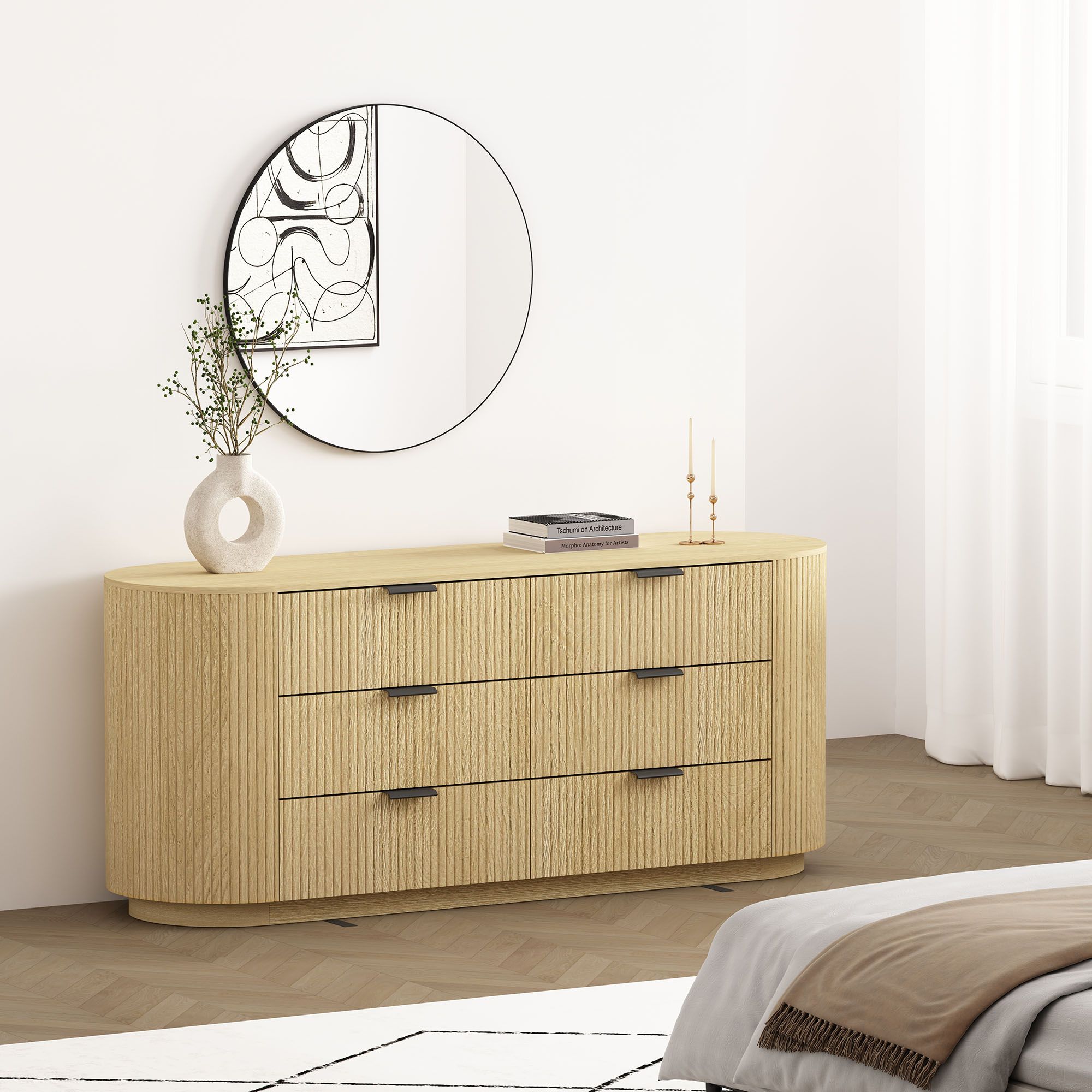 Olivia Modern 60" Double Dresser with 6 Drawers