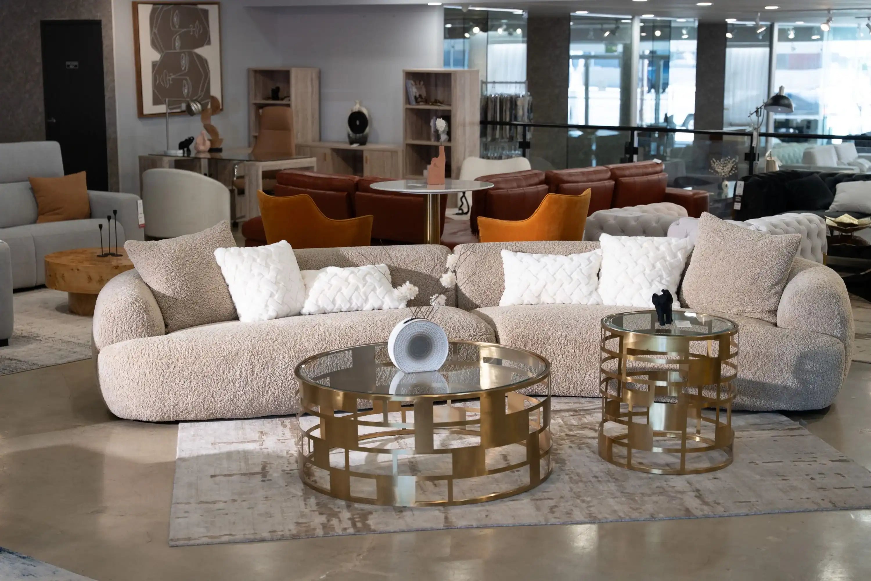 Divani Casa Trevor - Modern Tan Fabric Curved Sectional