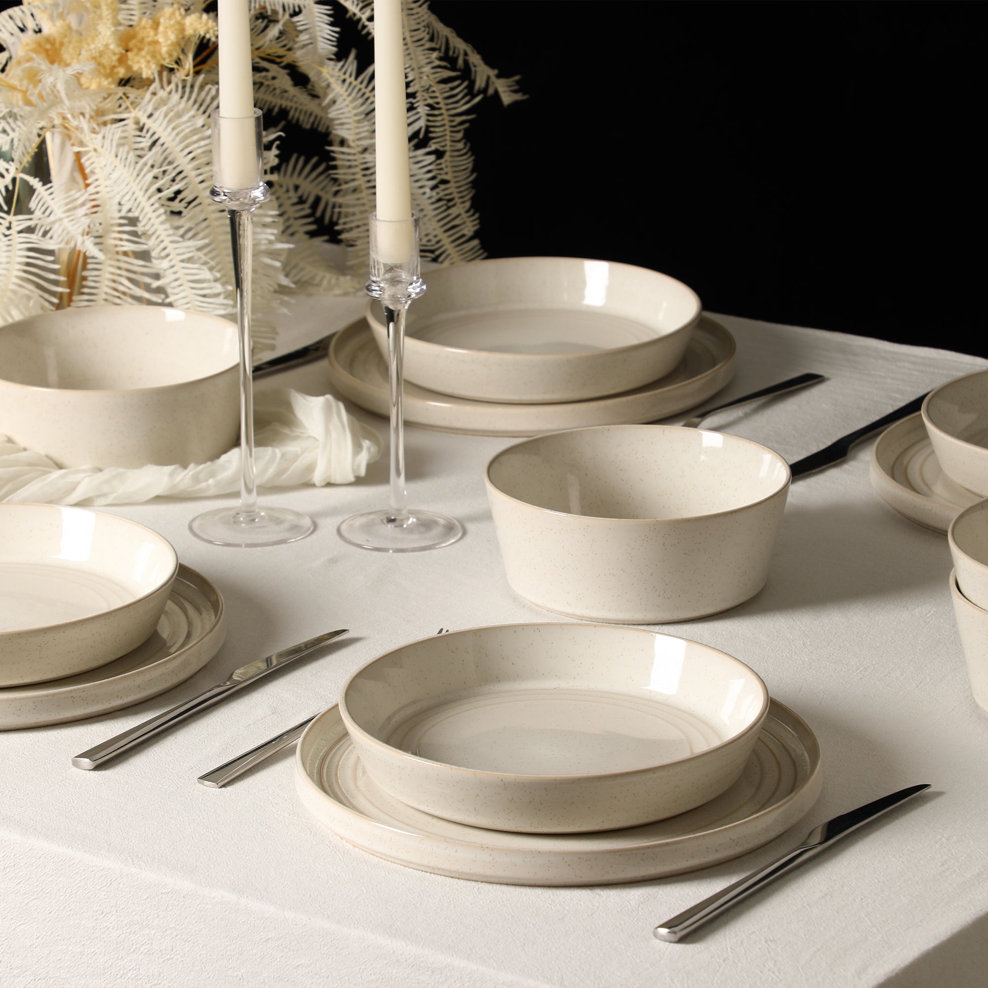 Claire Stoneware Dinnerware Set - White