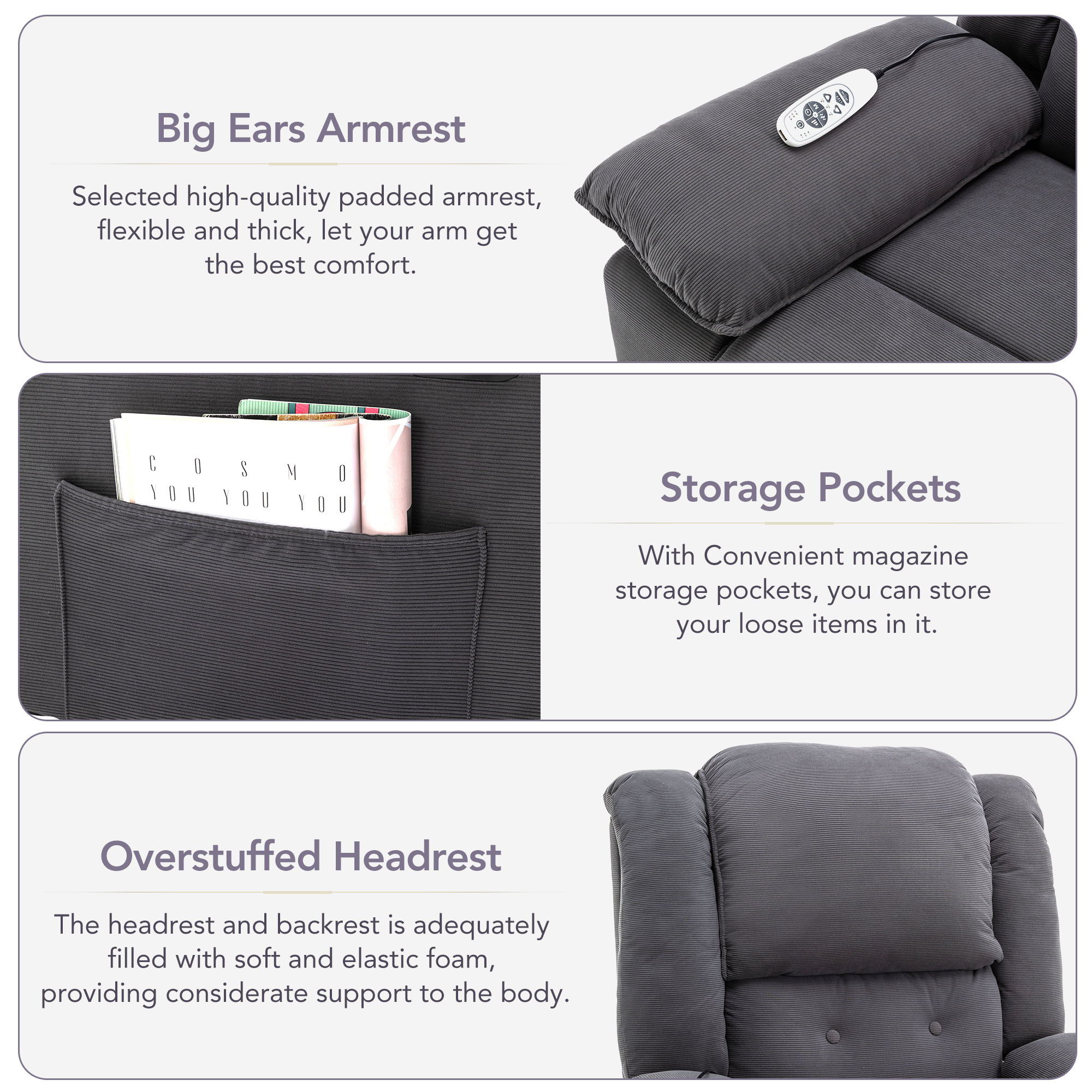 Massage Recliner Power Lift Chair With Adjustable Massage And Heating Function