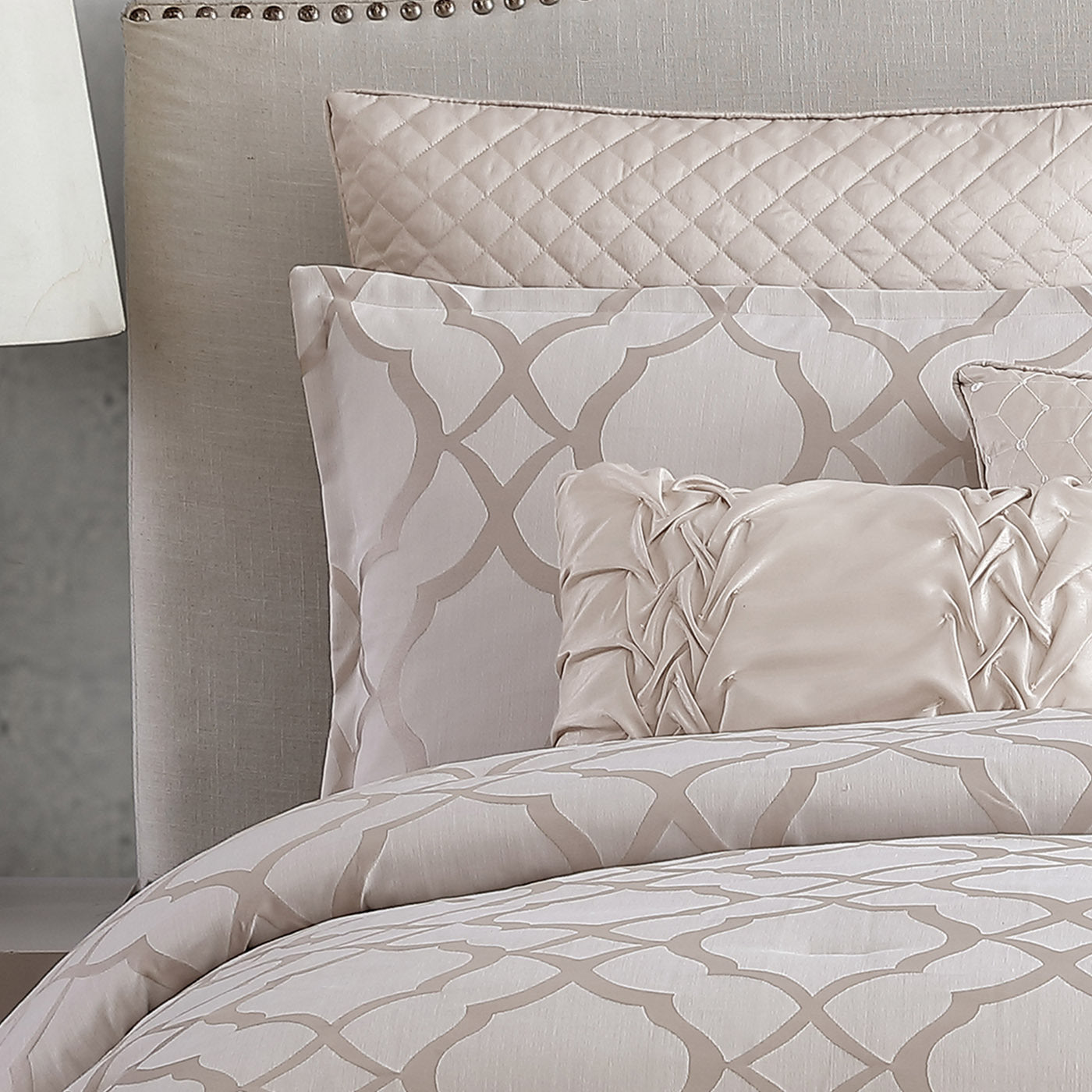 Tinley White and Silver Jacquard Comforter Ensemble