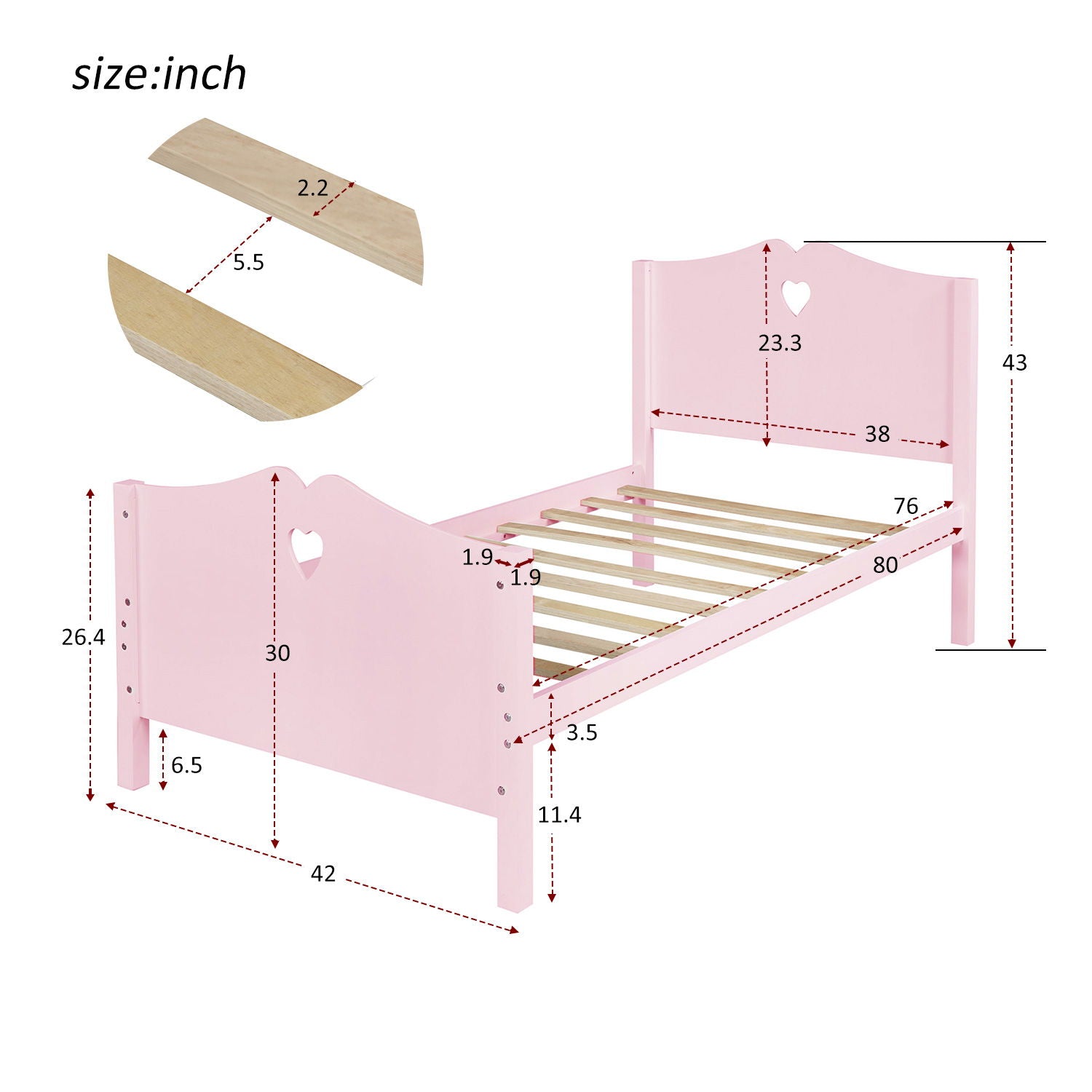 Platform Bed With Slat Support And Headboard And Footboard