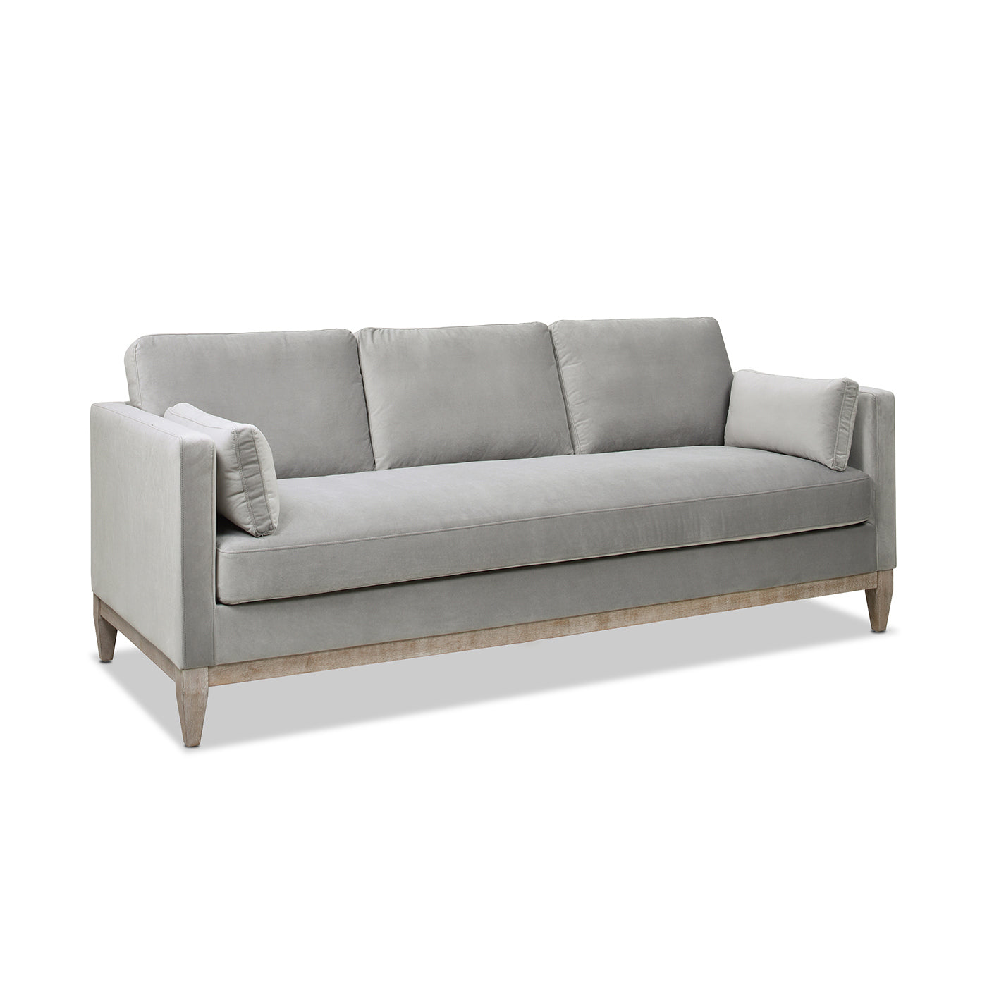 Knox 84" modern farmhouse sofa, opal grey velvet