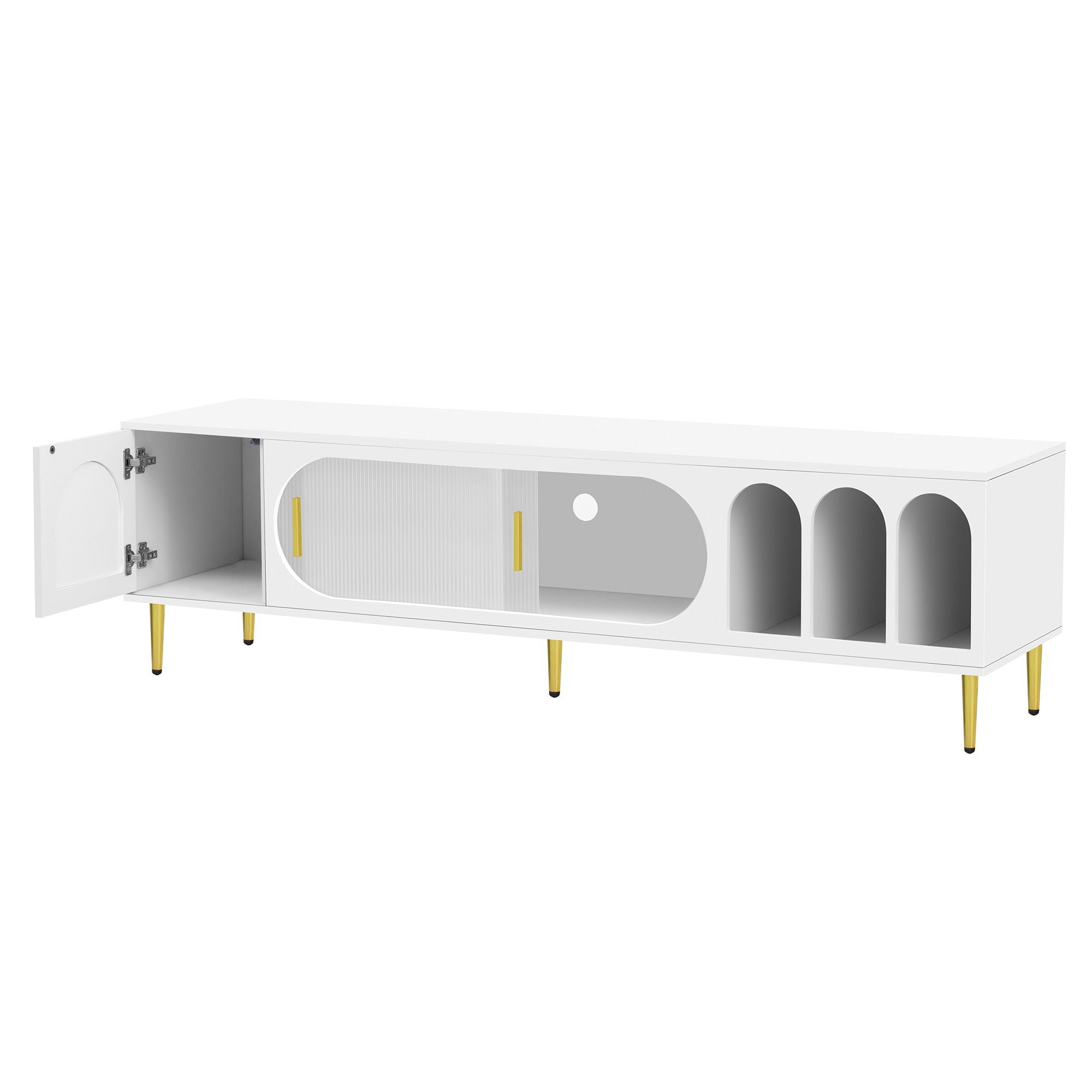 Modern TV Stand With 3 Shelves And 2 Cabinets
