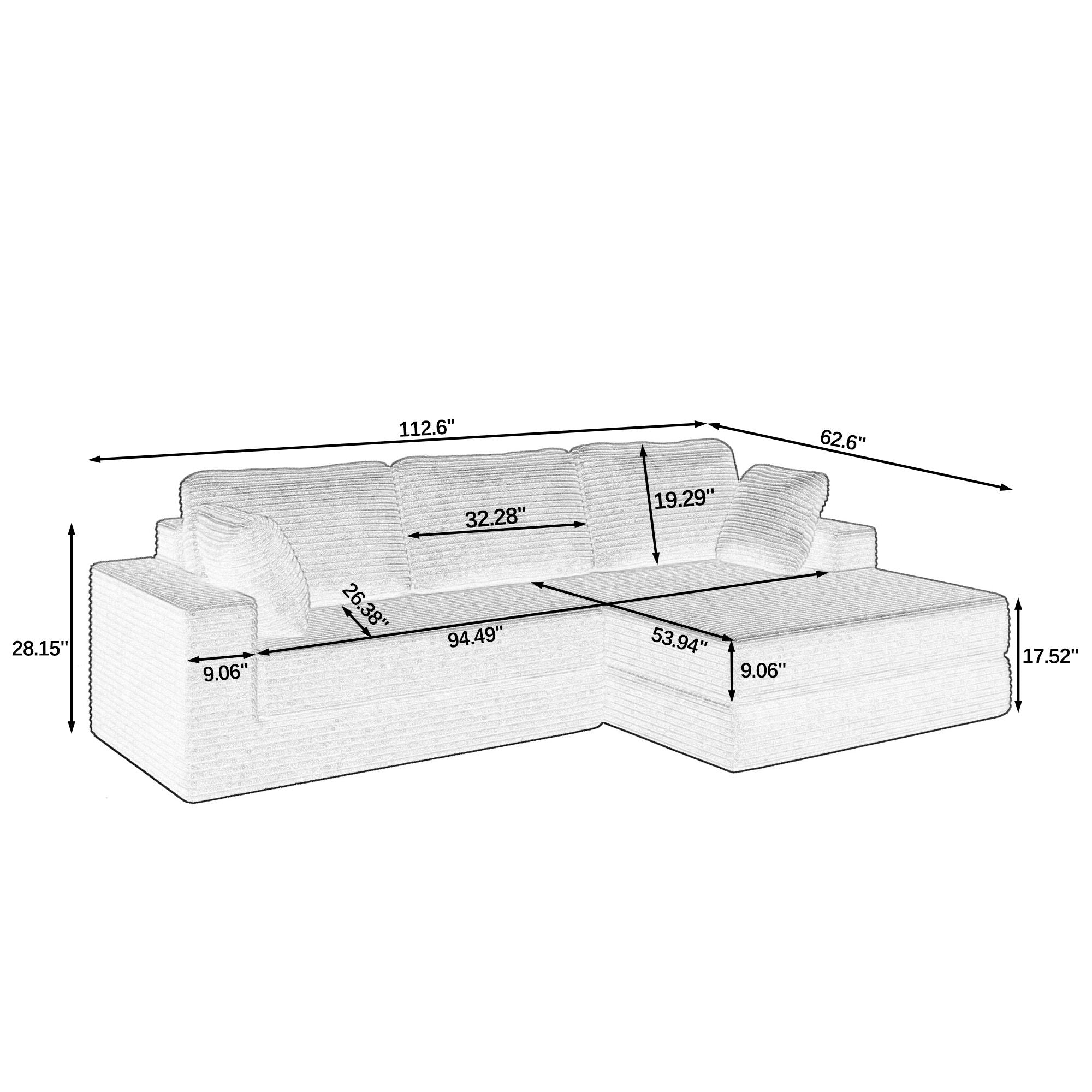 Modern Minimalist L Shape Modular Sectional Sofa, Couch