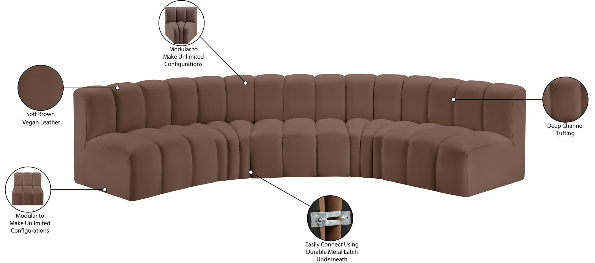 Arc - Faux Leather 5 Piece U-Shaped Modular Sofa - Best Buy Furniture
