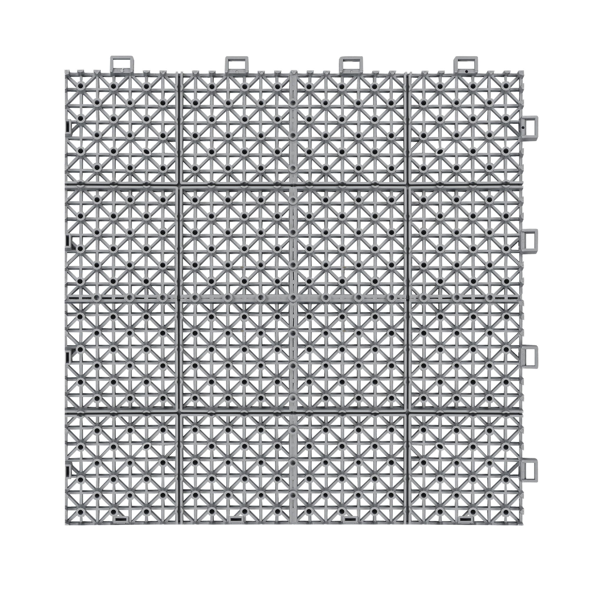 Interlocking Deck Tiles Plastic Waterproof Outdoor All Weather Anti-Slip Bathroom Shower Balcony Porch Strong Weight Capacity Upto 6613 Lbs, Rosette Pattern