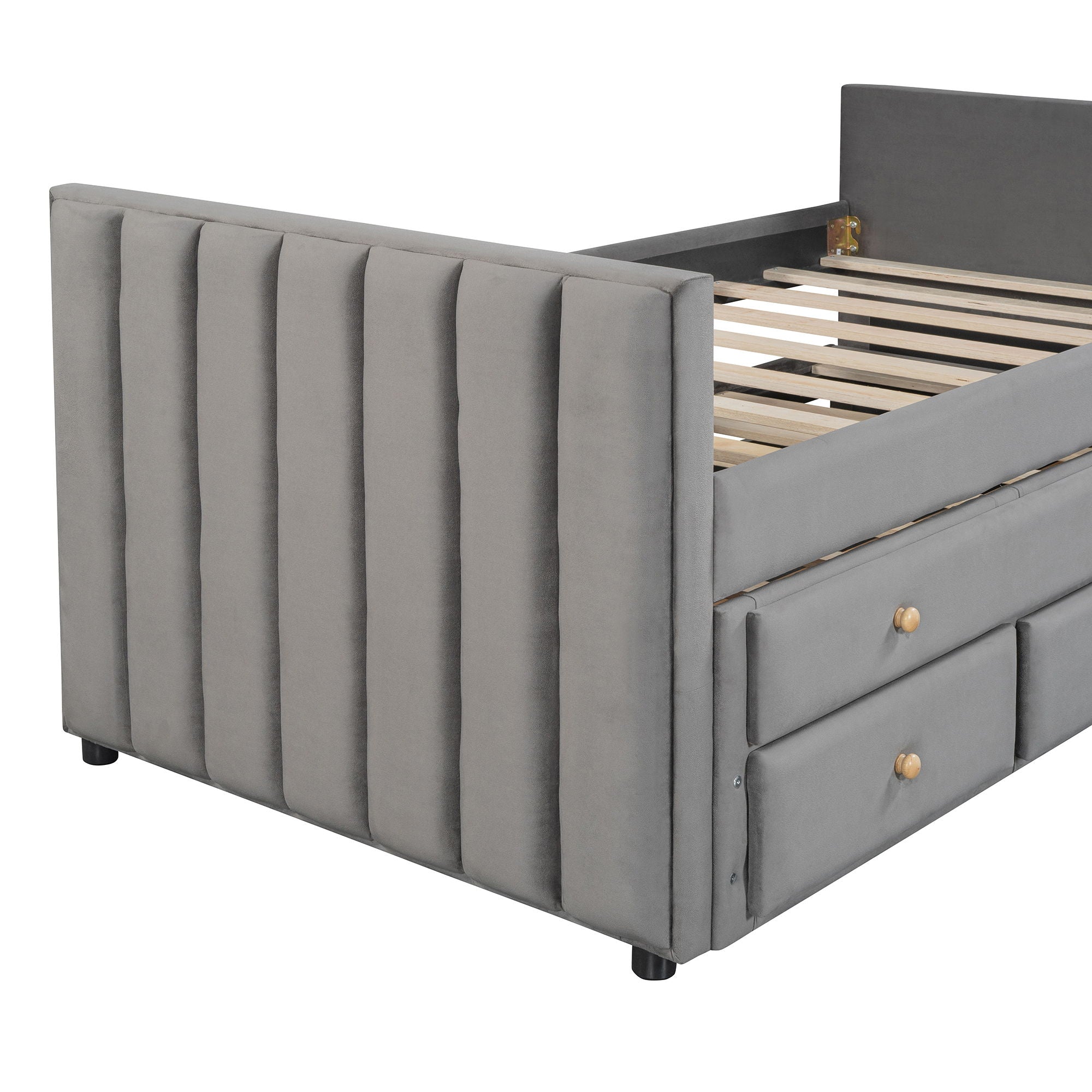 Upholstered Daybed With Trundle And Drawers
