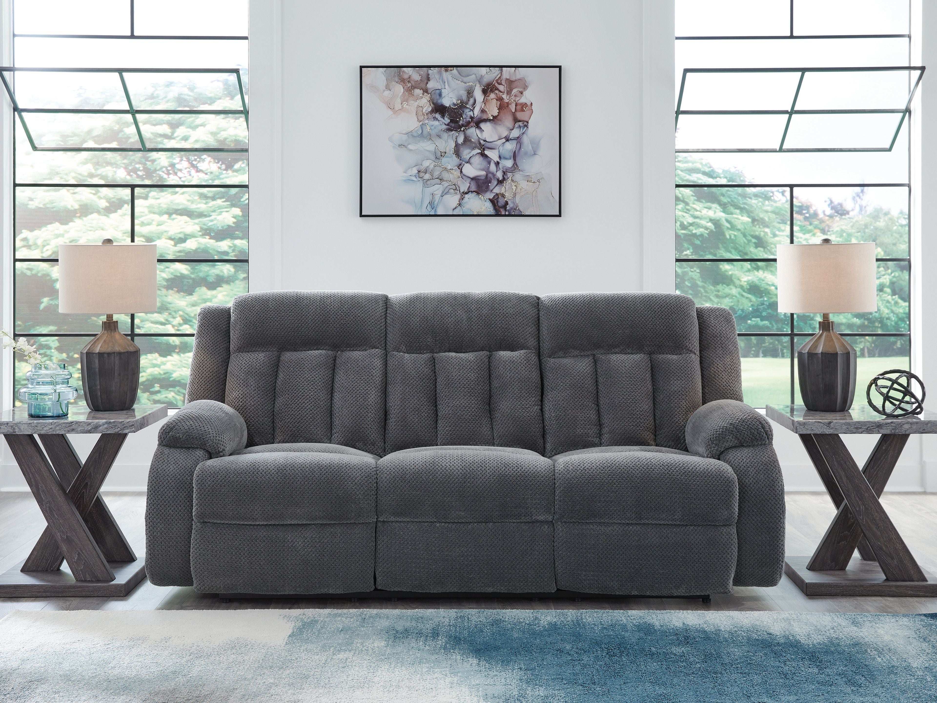 Observation - Steel - Reclining Power Sofa With Drop Down Table