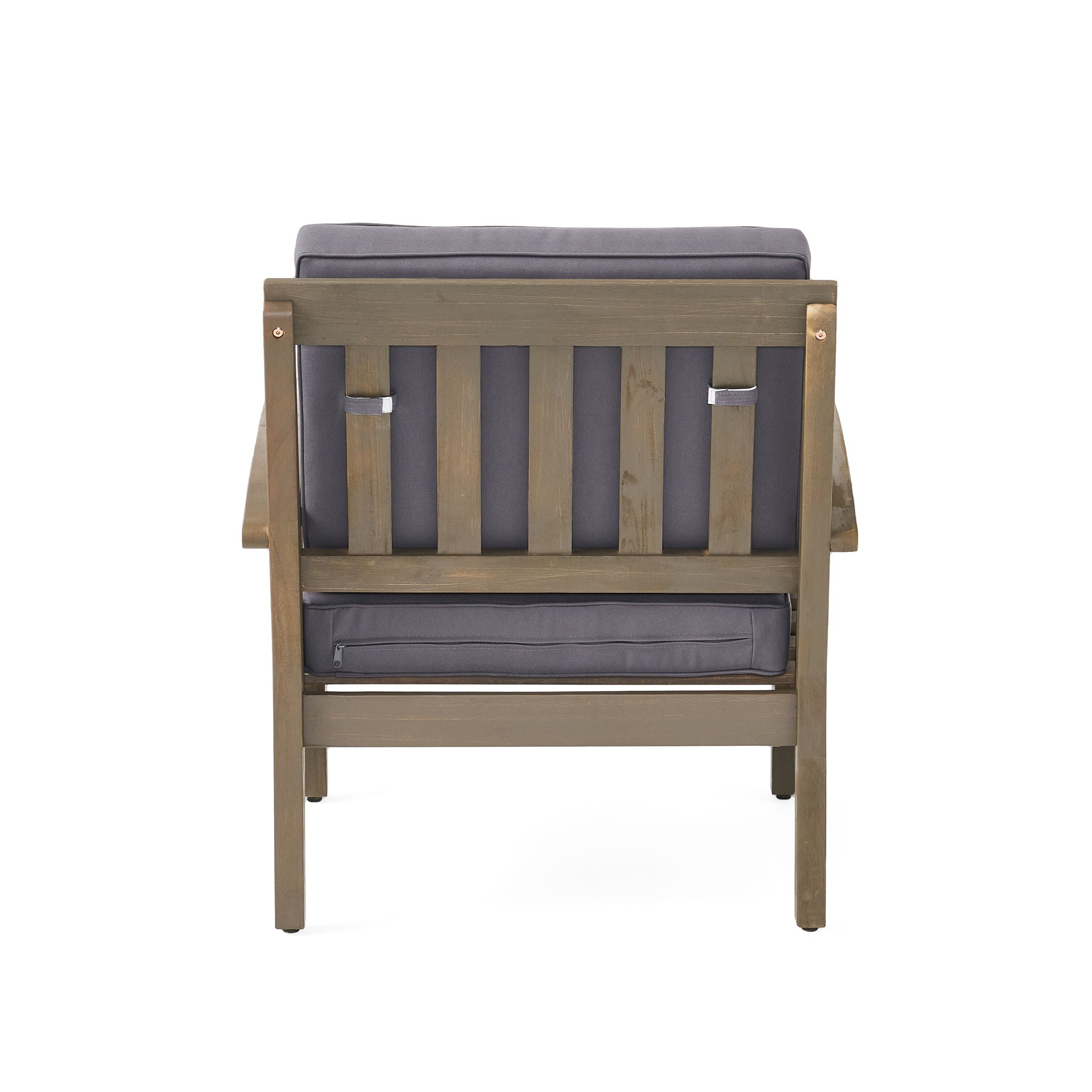 Peyton Club Chair Outdoor Seating Dark Gray Acacia Wood 32.25 X 28.00 X 31.25"