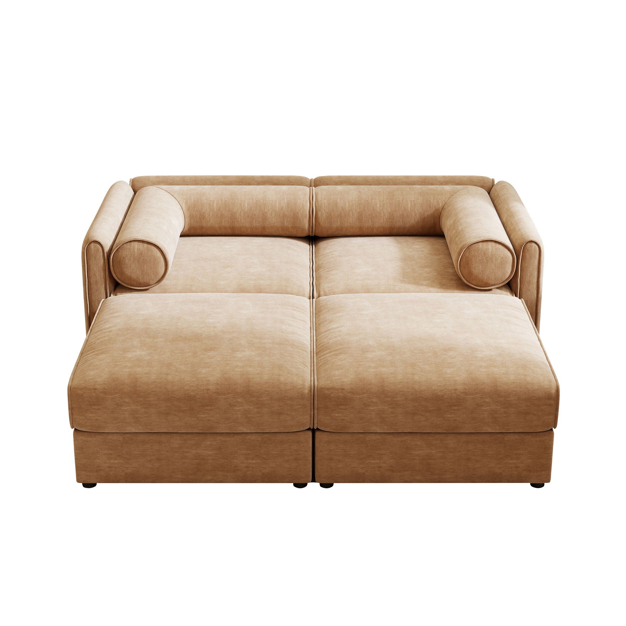 Contemporary Elegant White Chenille Sofa With Storage And Ottoman