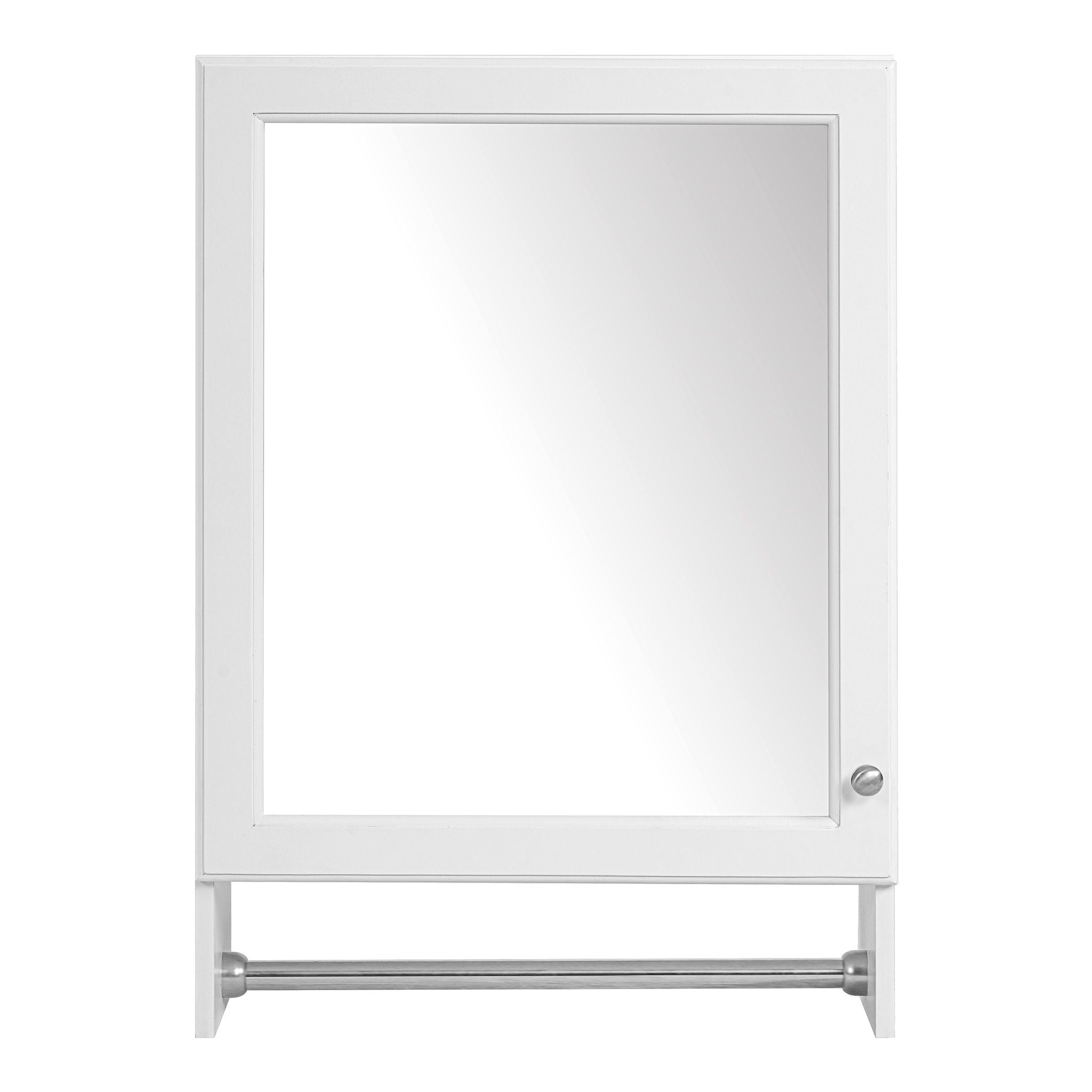3 In 1 Wall Mounted Bathroom Mirror Cabinet With Adjustable Shelf, Soft Close Door, Mirror & Towel Bar - White