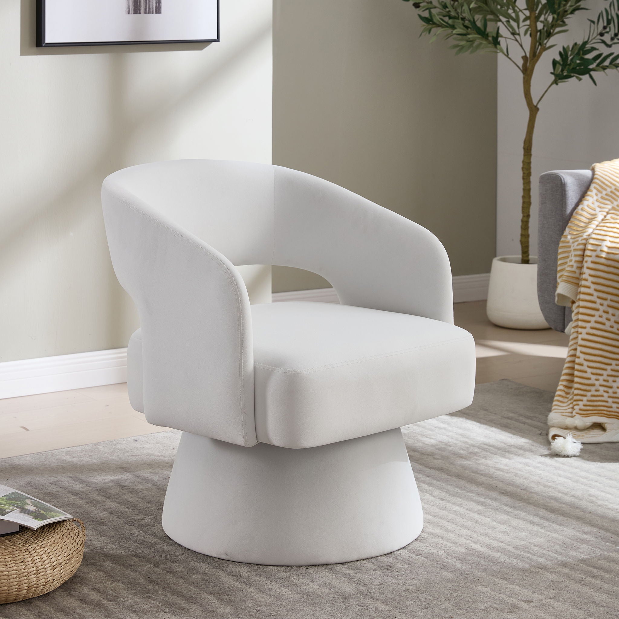 Swivel Barrel Chair With 360 Degree Rotation