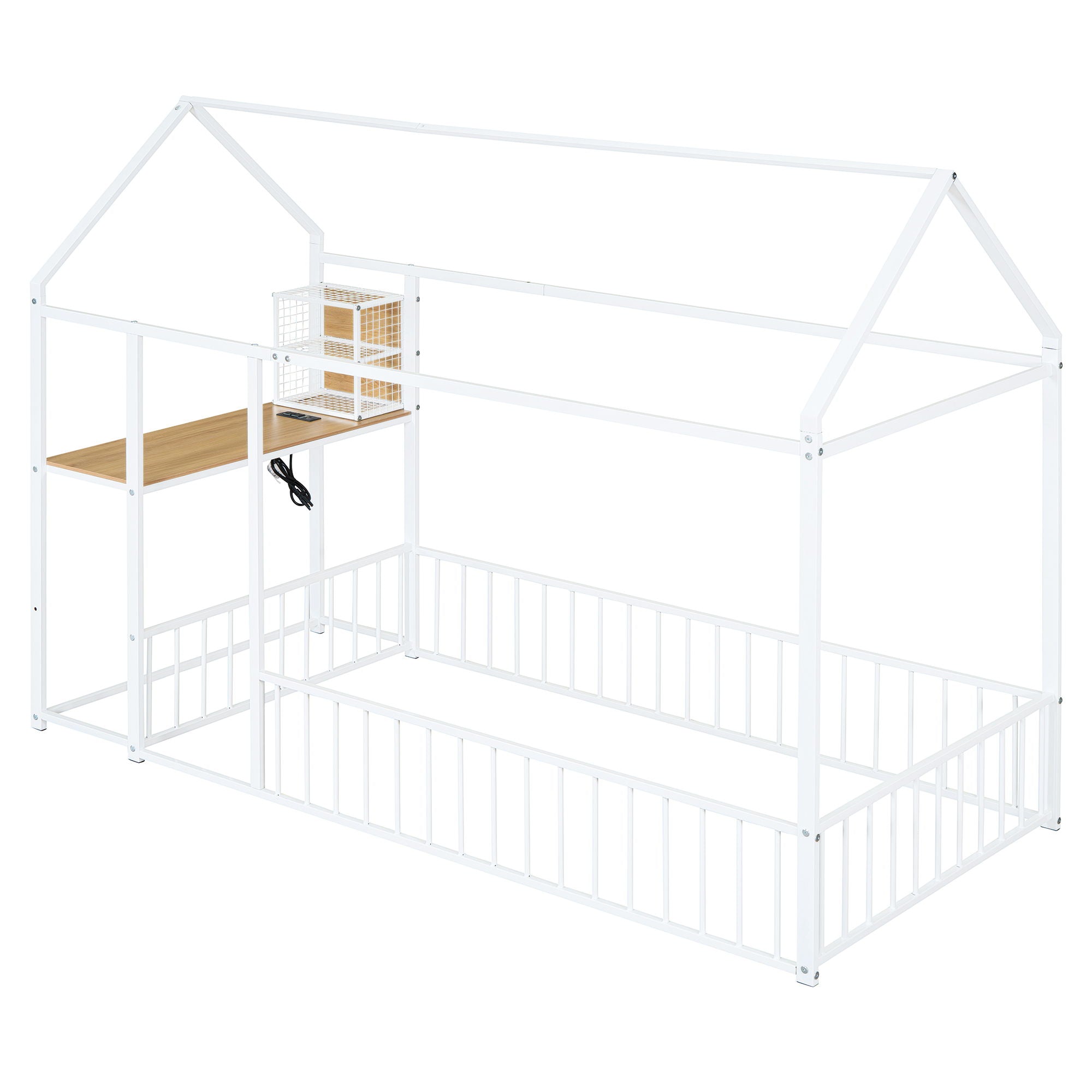 House Frame With Desk, Shelves, Power Outlets And USB Ports