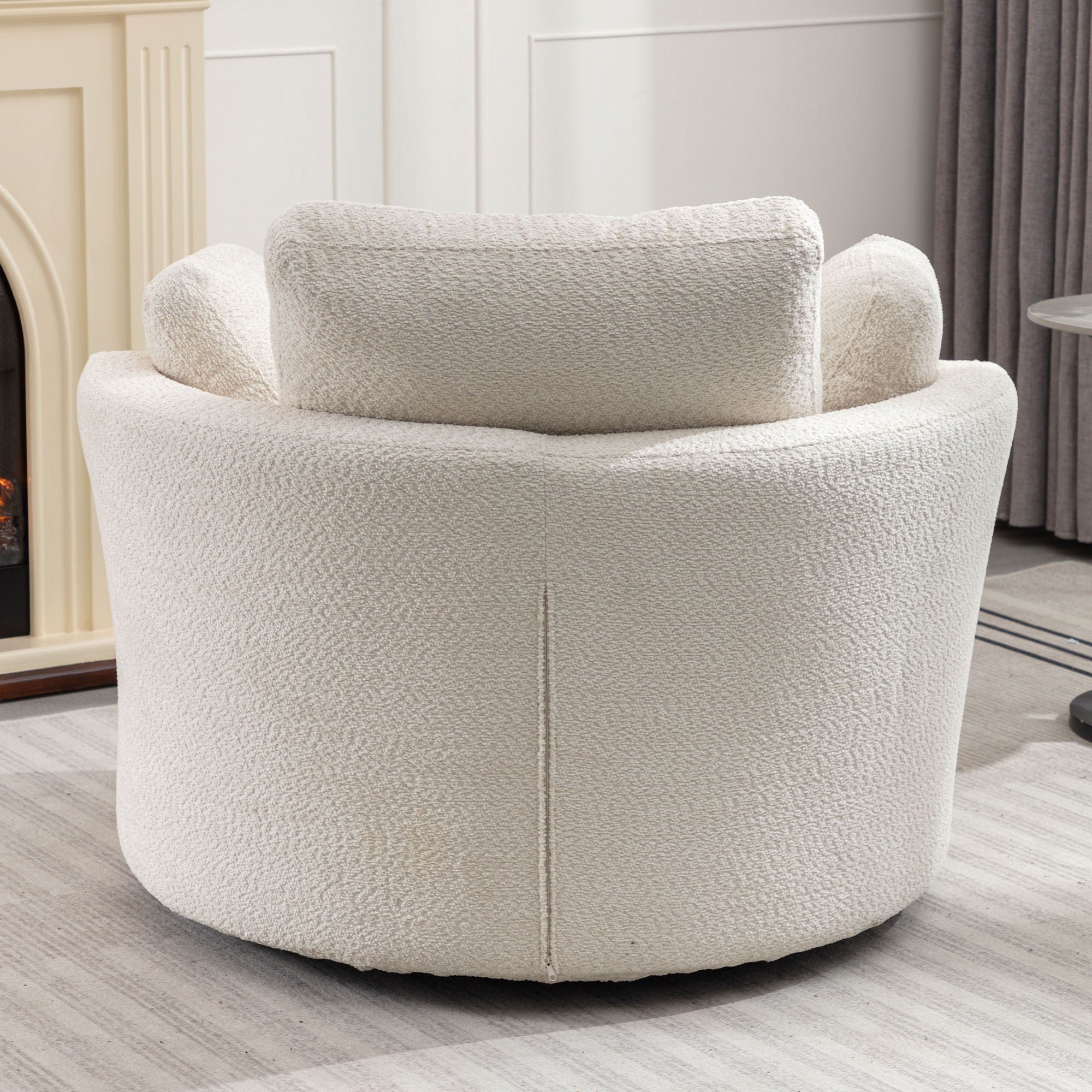 Oversize Round Swivel Chair Cozy Club 360 Degrees Swivel Sofa With 3 Pillows Chenille Fabric For Living Room