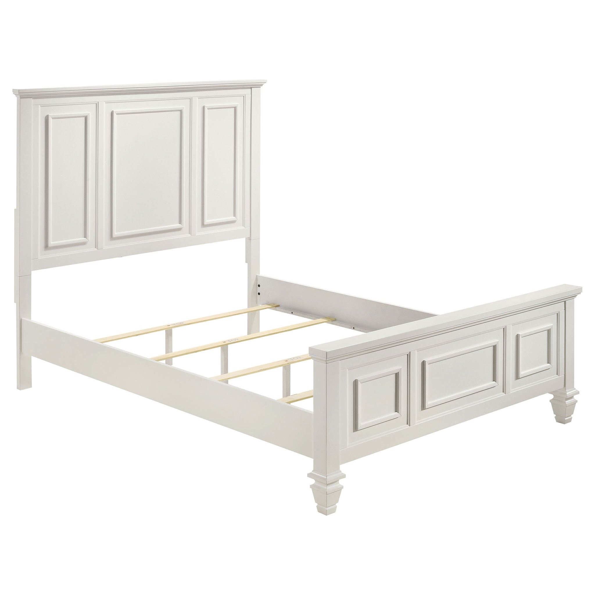 Cortina - 4 Piece Queen Bedroom Set With Ornate Panels And Storage - Cream White