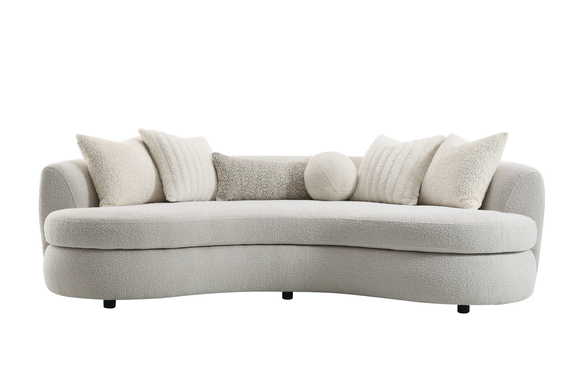 Iniko - Boucle Sofa With Toss Pillows - Beige - Best Buy Furniture