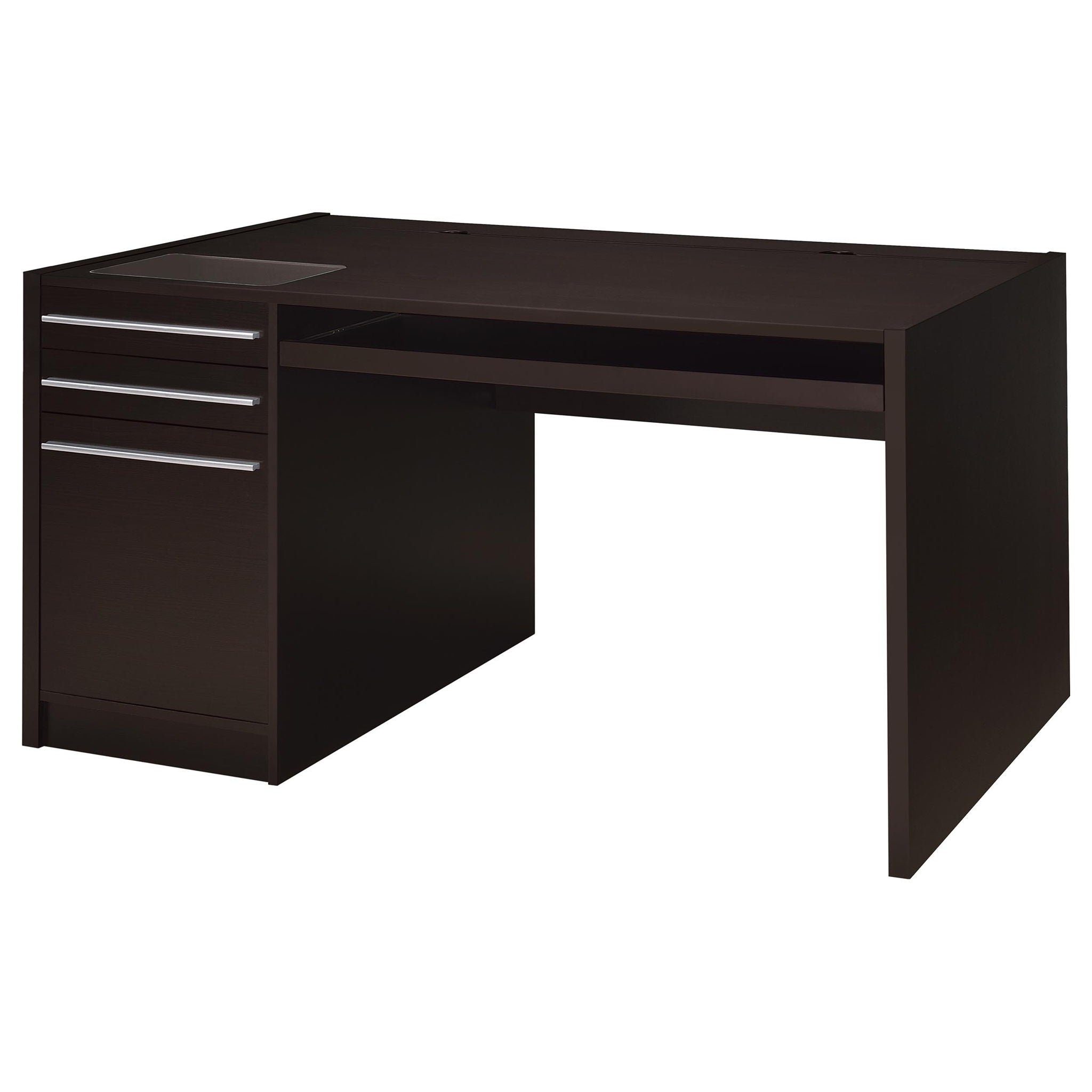Halston - 3 Drawer Office Computer Desk With Keyboard Tray - Cappuccino