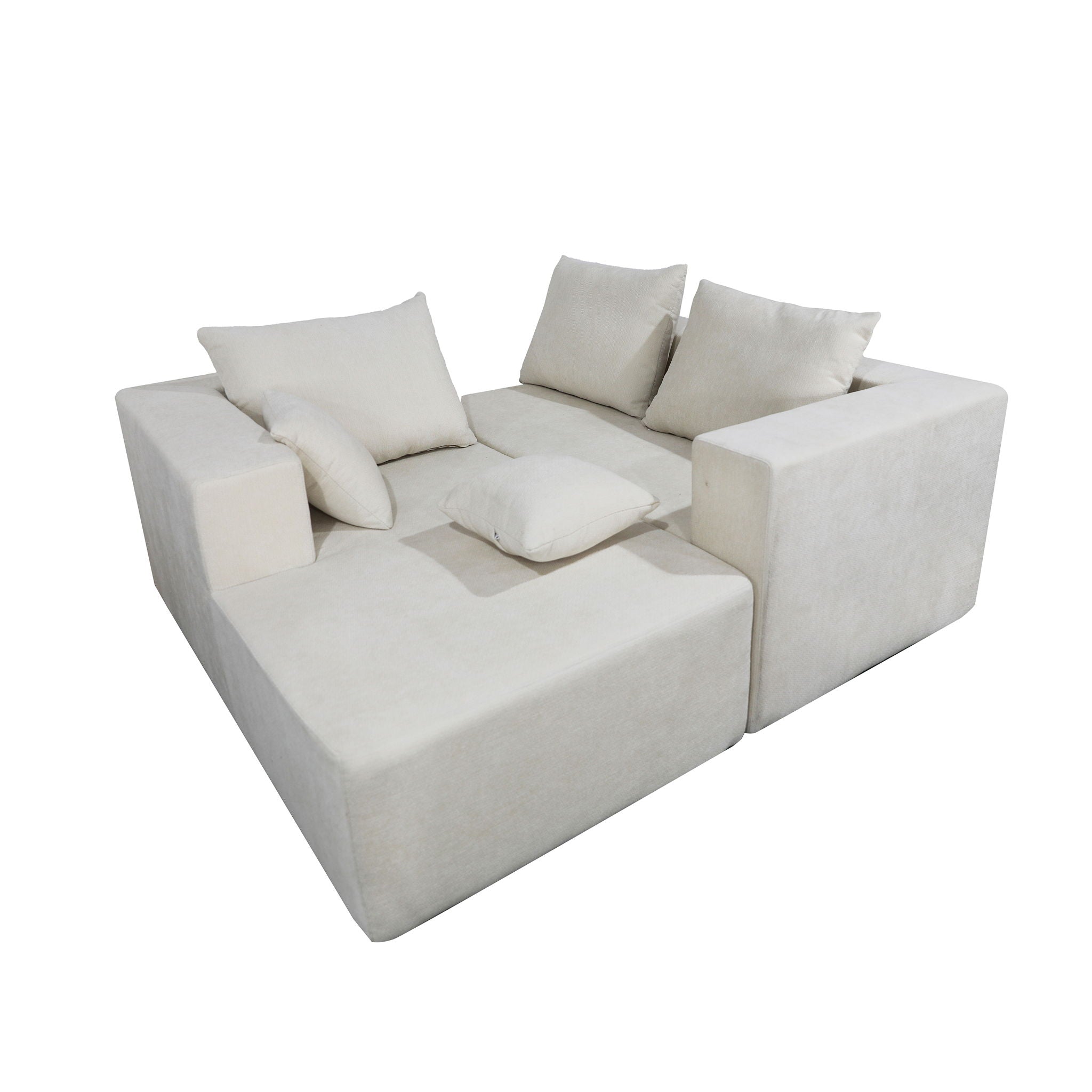 Modular Corner Sofa With Soft Linen Fabric