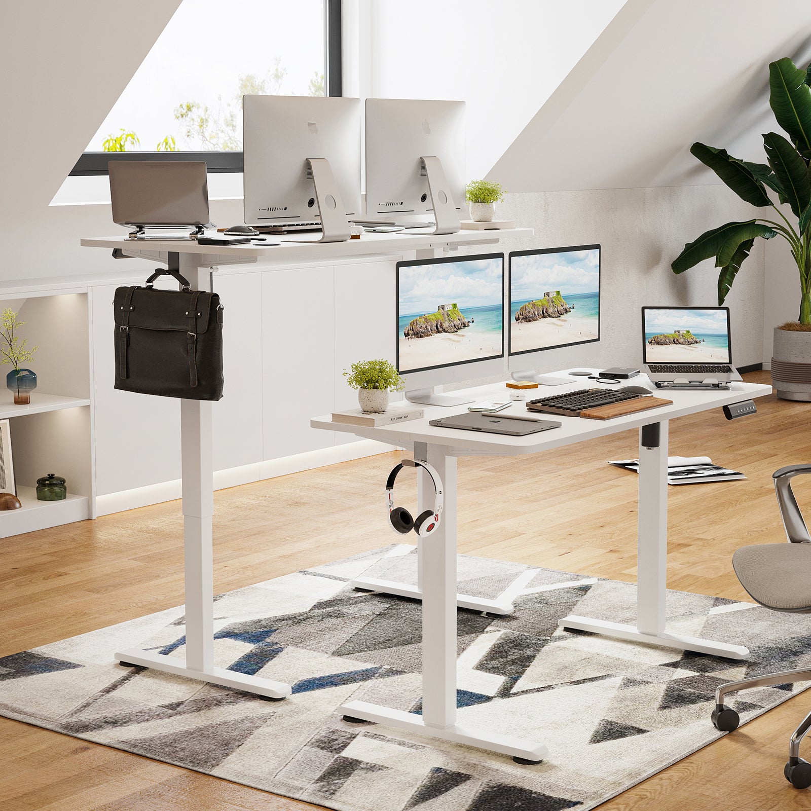STARY Electric Standing Desk Adjustable Height White - Best Buy Furniture