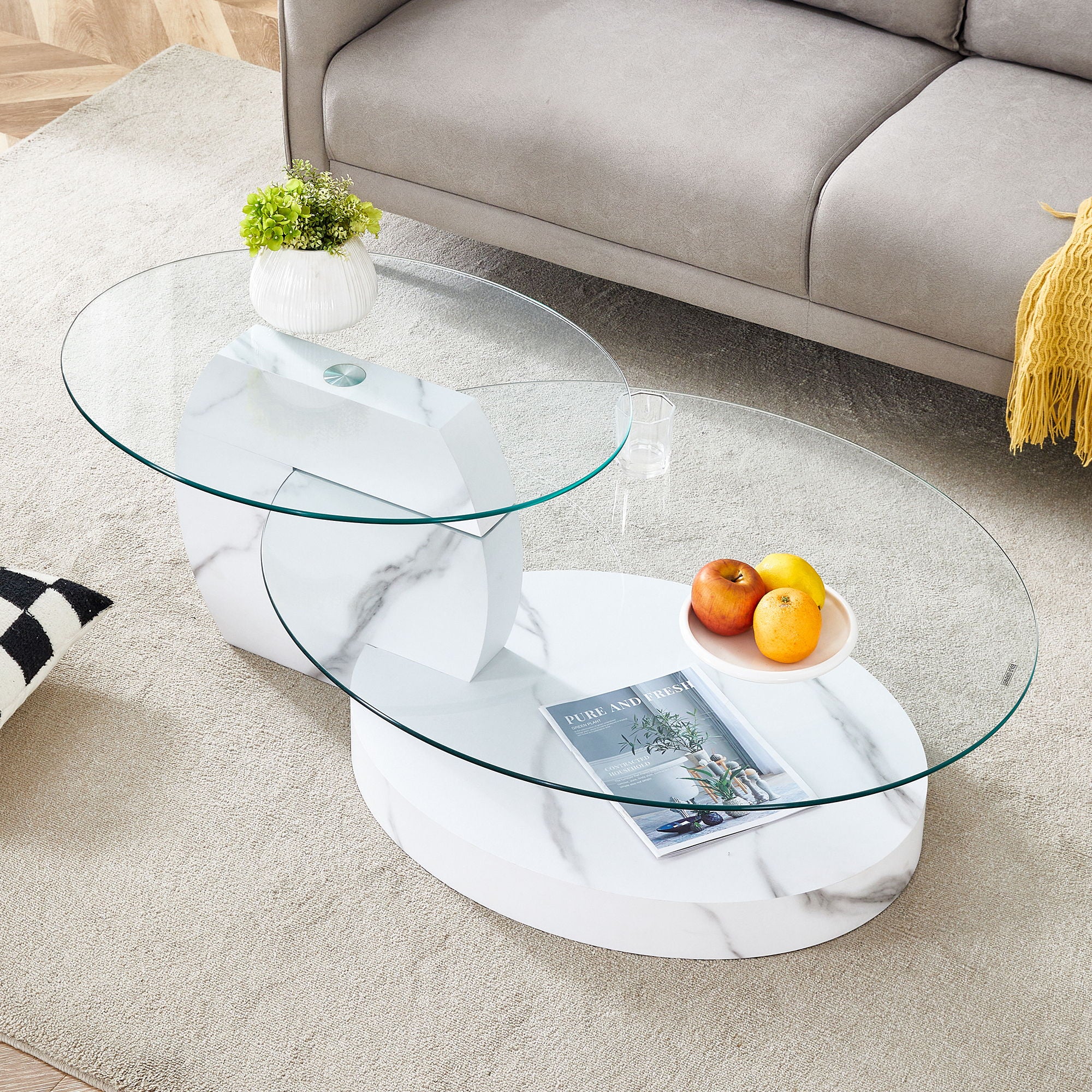 Contemporary Artistic Double Layer Coffee Table