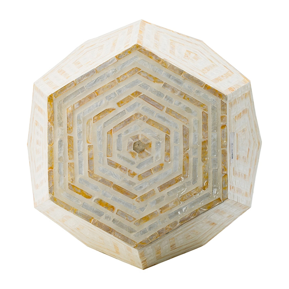 18x18x21" Hexagonal Capes Capiz Stool Cream/Yellow