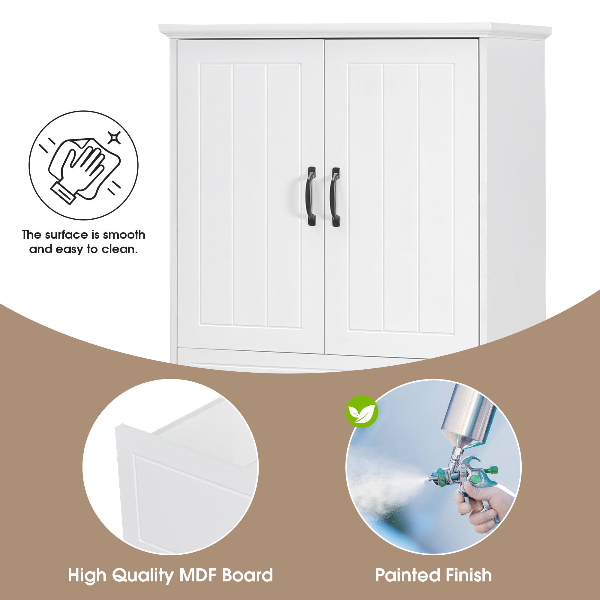 Modern Bathroom Storage Cabinet With Two Laundry Baskets, One Drawer, Adjustable Shelf