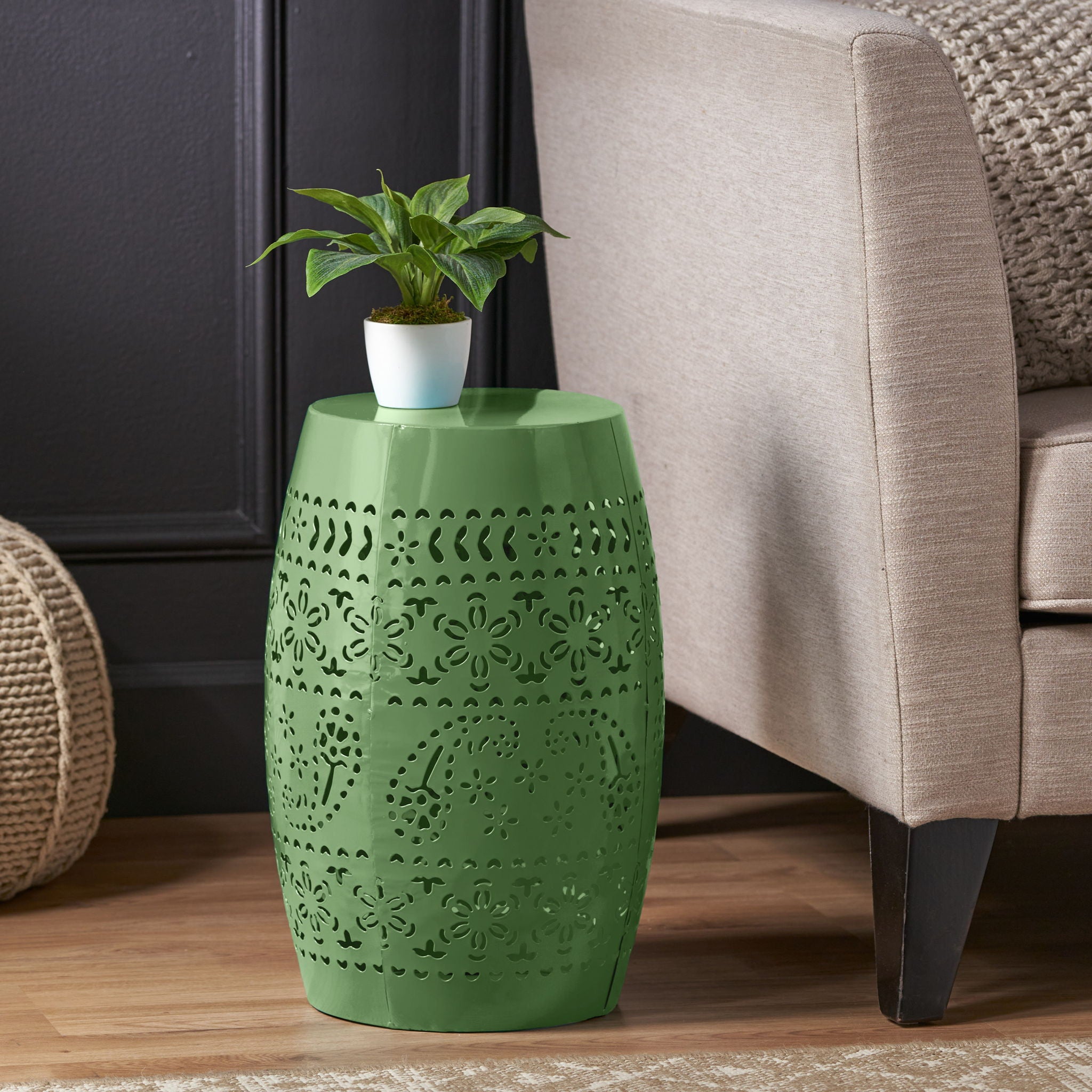 12" Outdoor Lace Cut Side Table