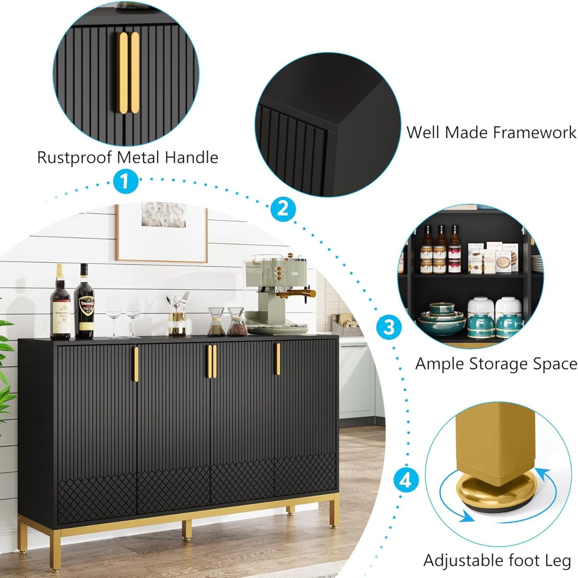 Buffet Sideboard Cabinet With Geometric Doors