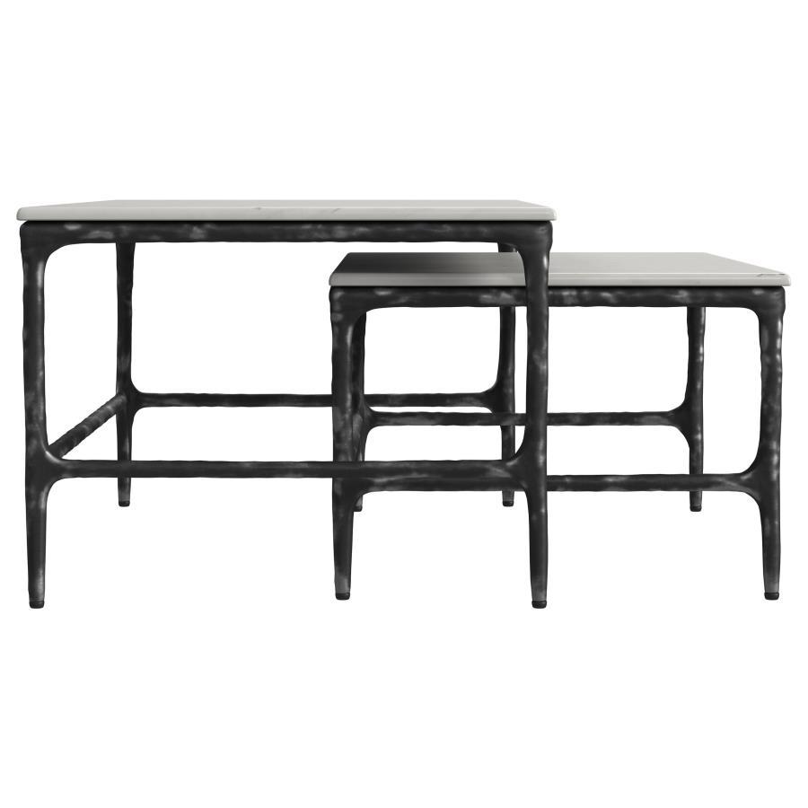 Ebby - 2 Piece Genuine Marble Top Nesting Coffee Tables - White