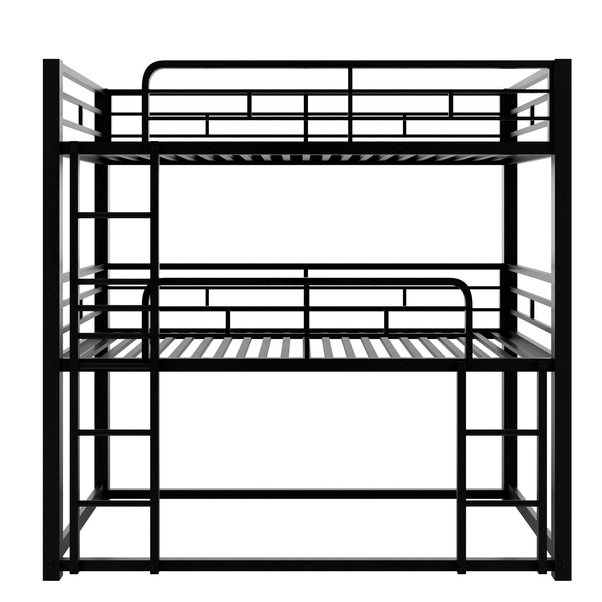 Triple Bunk Bed With Sturdy Construction And Space Saving Design
