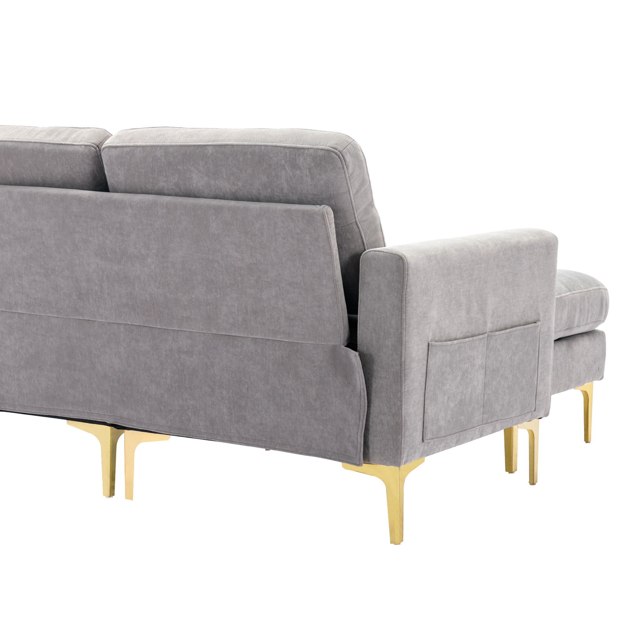 Modern L - Shape Convertible Sectional Sofa With Movable Ottoman