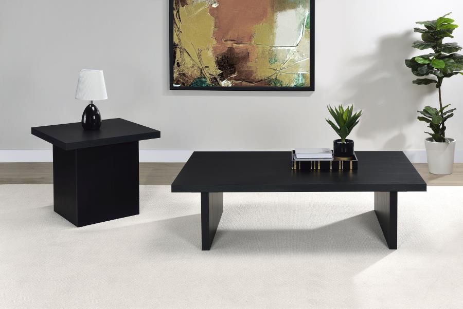 Devar - Square Engineered Laminate End Side Table - Black