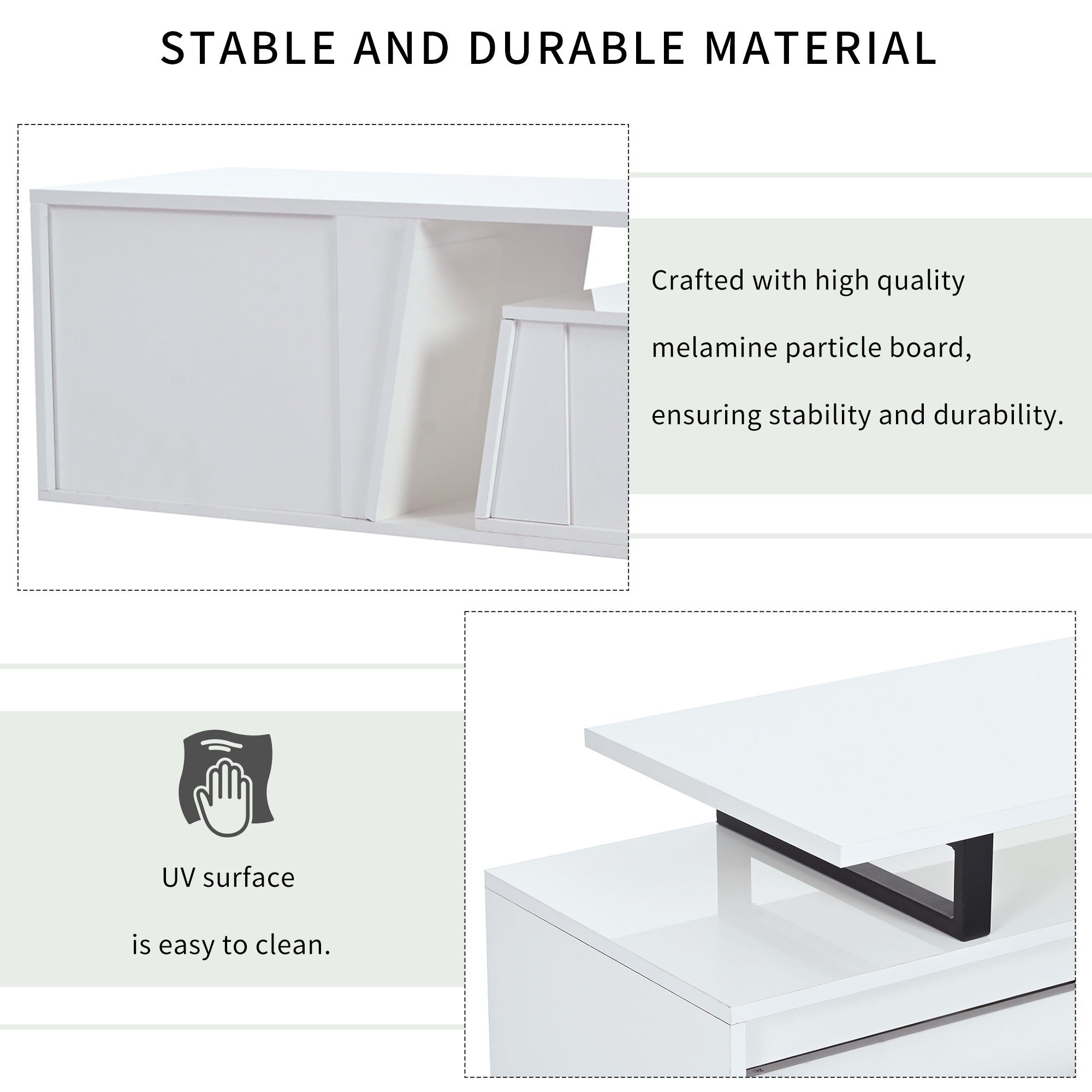 Minimalist Rectangle Extendable TV Cabinet With 2 Drawers And 1 Cabinet