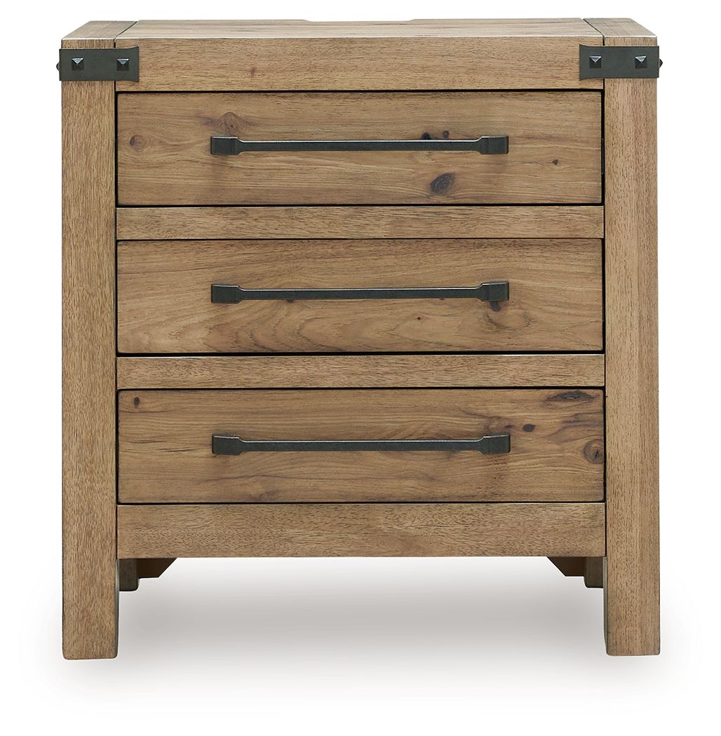 Ridgester - Three Drawer Night Stand - Light Brown