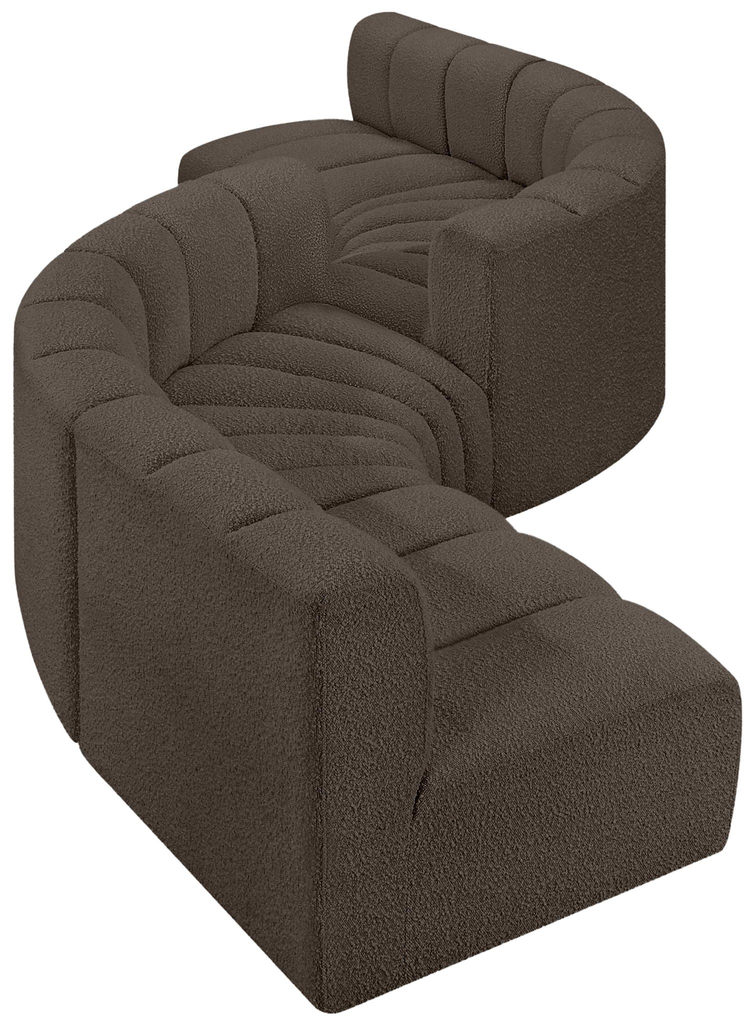 Arc - Boucle Fabric 6 Piece Modular Sofa - Black
