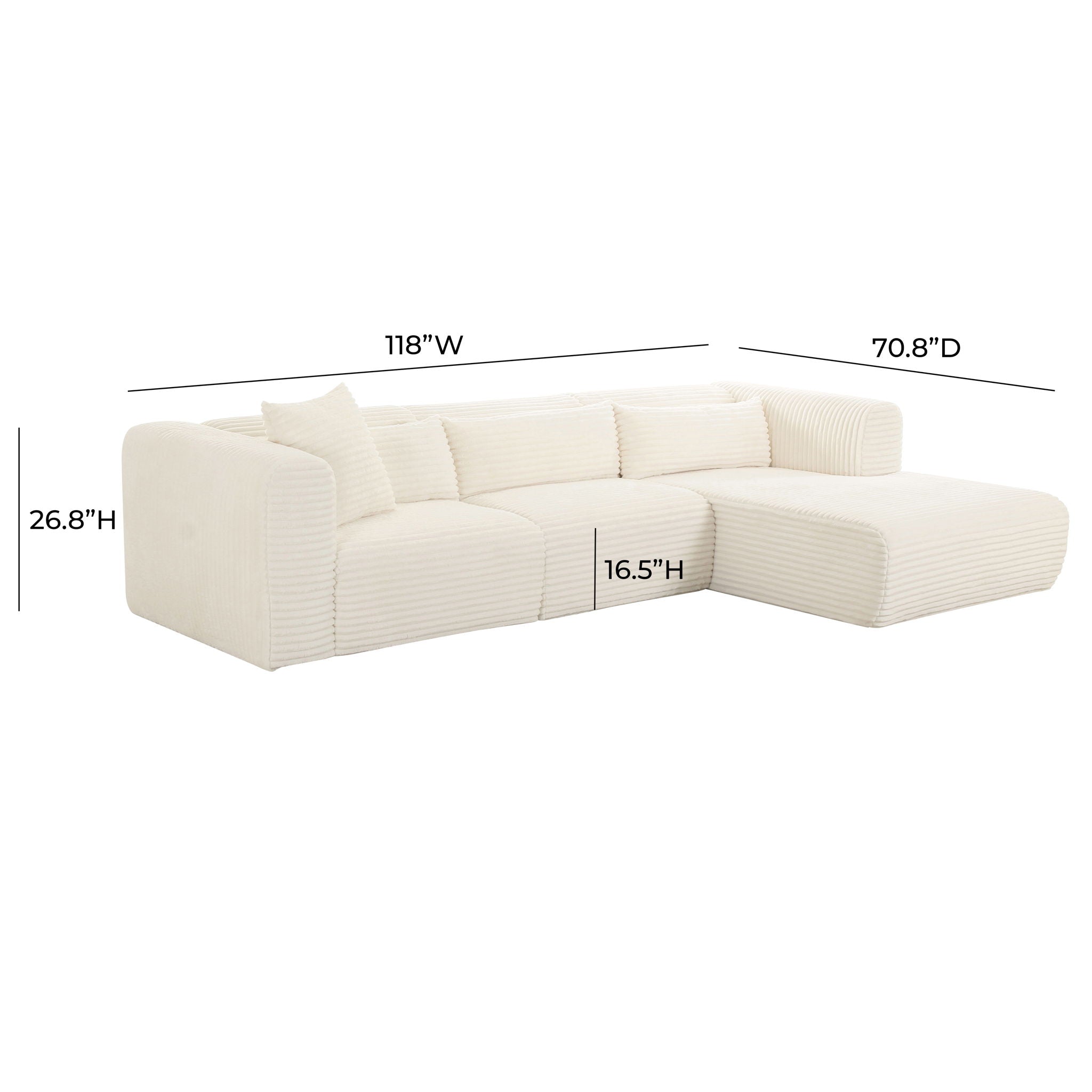 Tarra - Fluffy Oversized Corduroy Modular Sectional