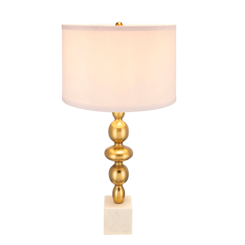 D15x29.5' Gold and White Table Lamp with Round Four Tiered Body