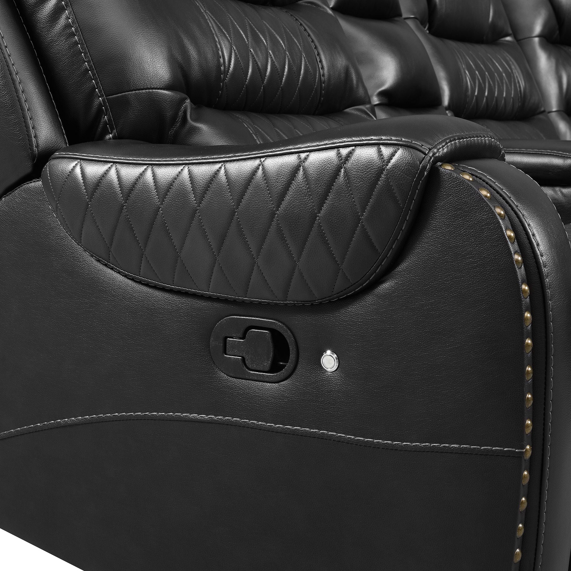 Manual Reclining Sectional Sofa Set, L Shaped Symmetrical Motion Sofa Corner Couch Sets With Storage Boxes, 4 Cup Holders And LED Light Strip For Living Room