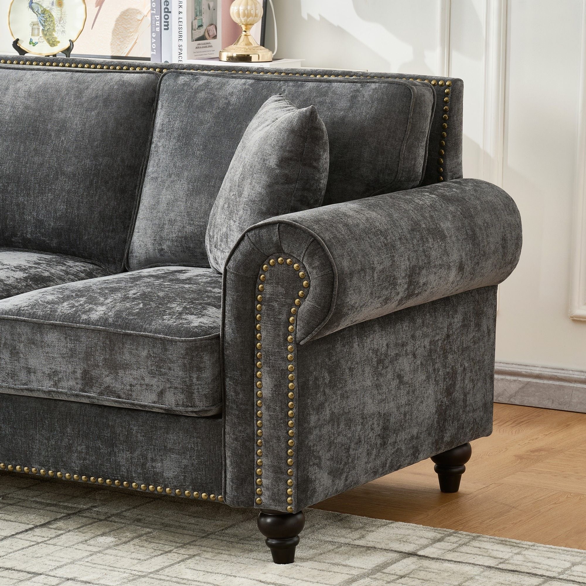Modern 3 And 2 Seater Sofa With Rolled Arms, Tufted Upholstered Couch