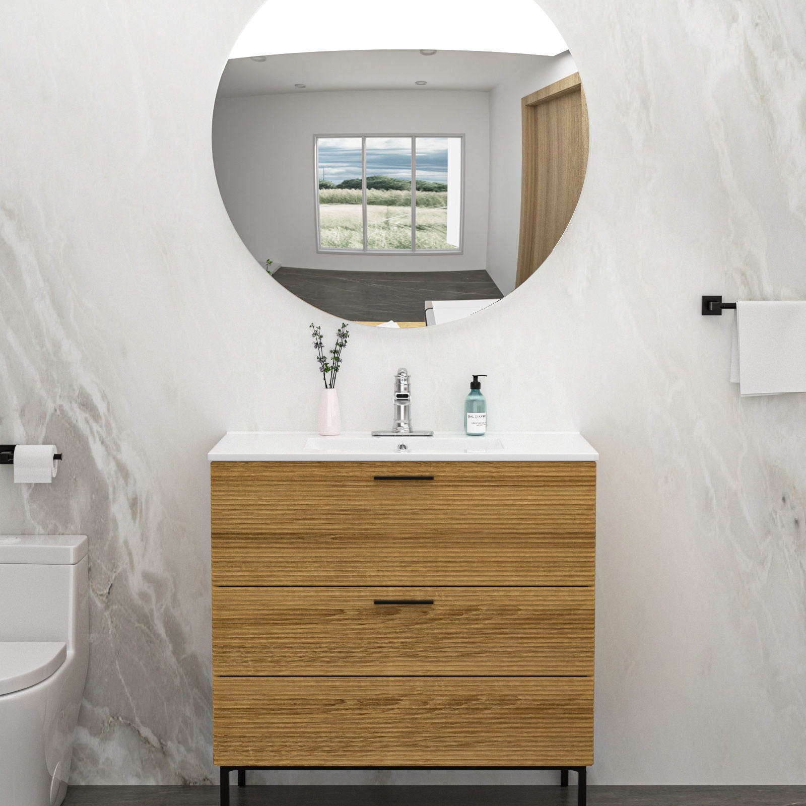 Premium Rectangular Vanity Top With Single Faucet Hole And Overflow