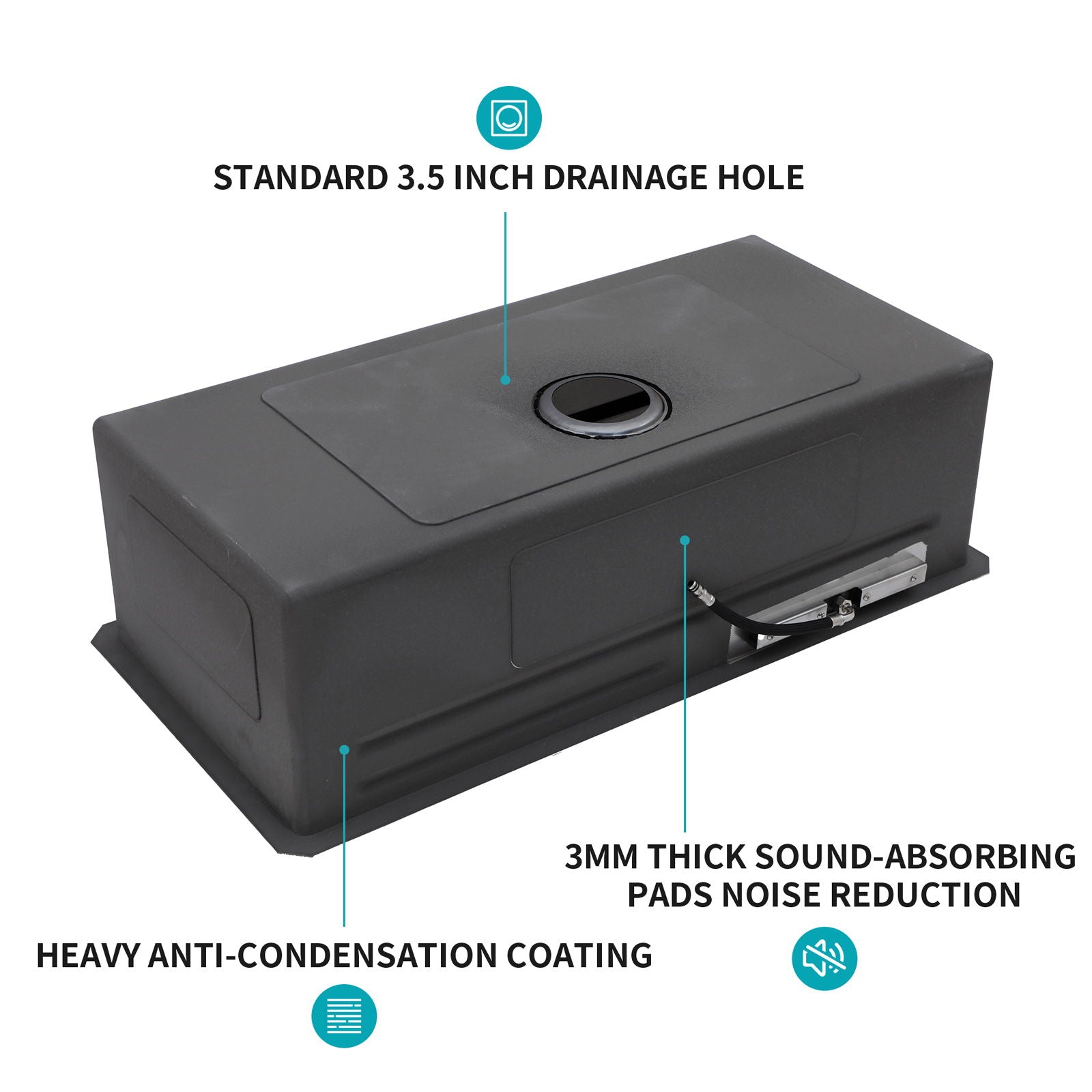 Undermount Stainless Steel Kitchen Sink With Pull Down Faucet & Ledge Workstation