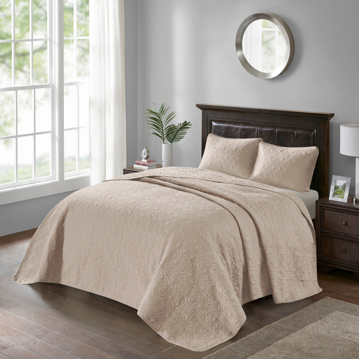 Reversible Quilt Set Khaki King/Cal King