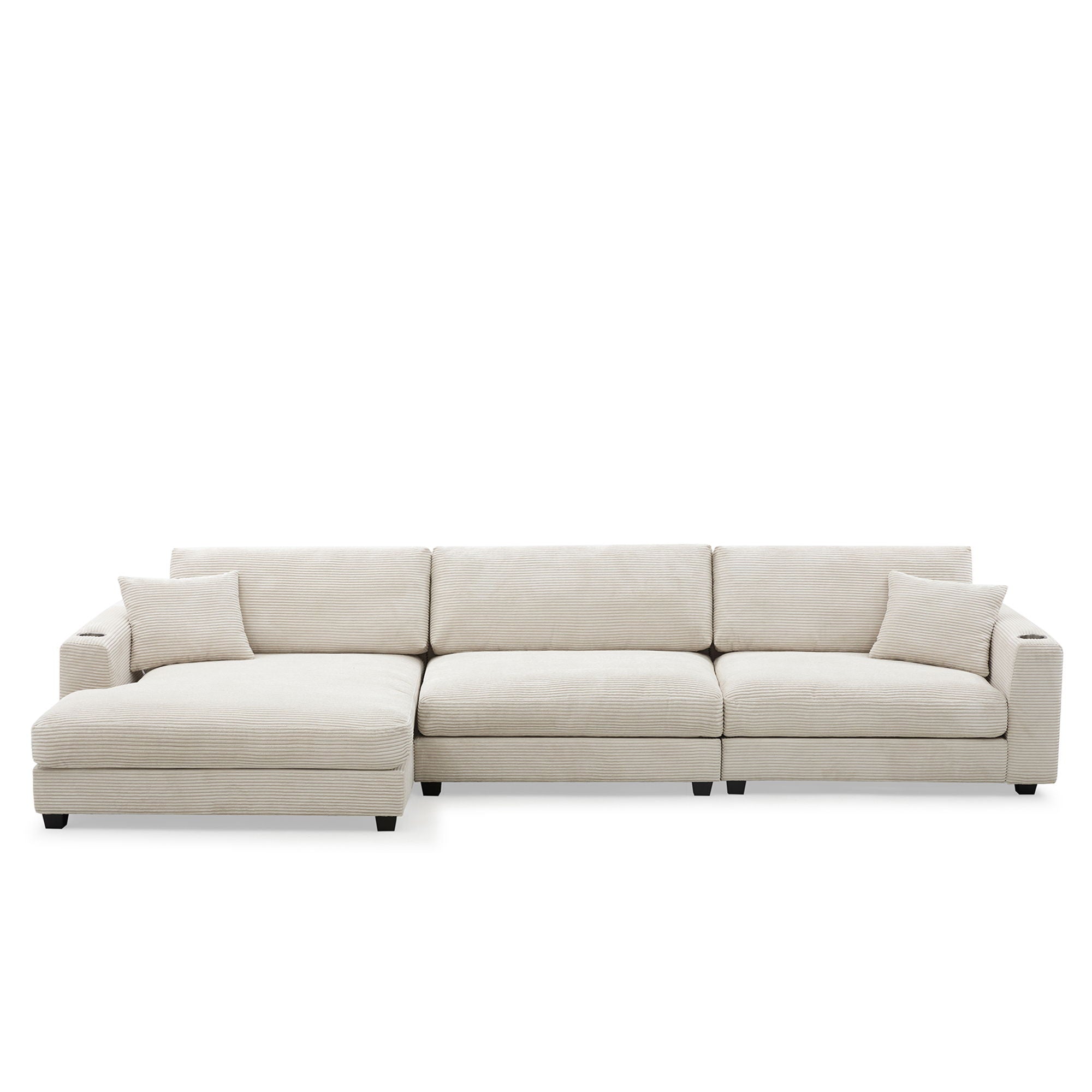 Oversized Sectional L Shaped Cloud Couch With USB Charging Port Cup Holder Deep And Wide Seat Sofa With Chaise Comfy