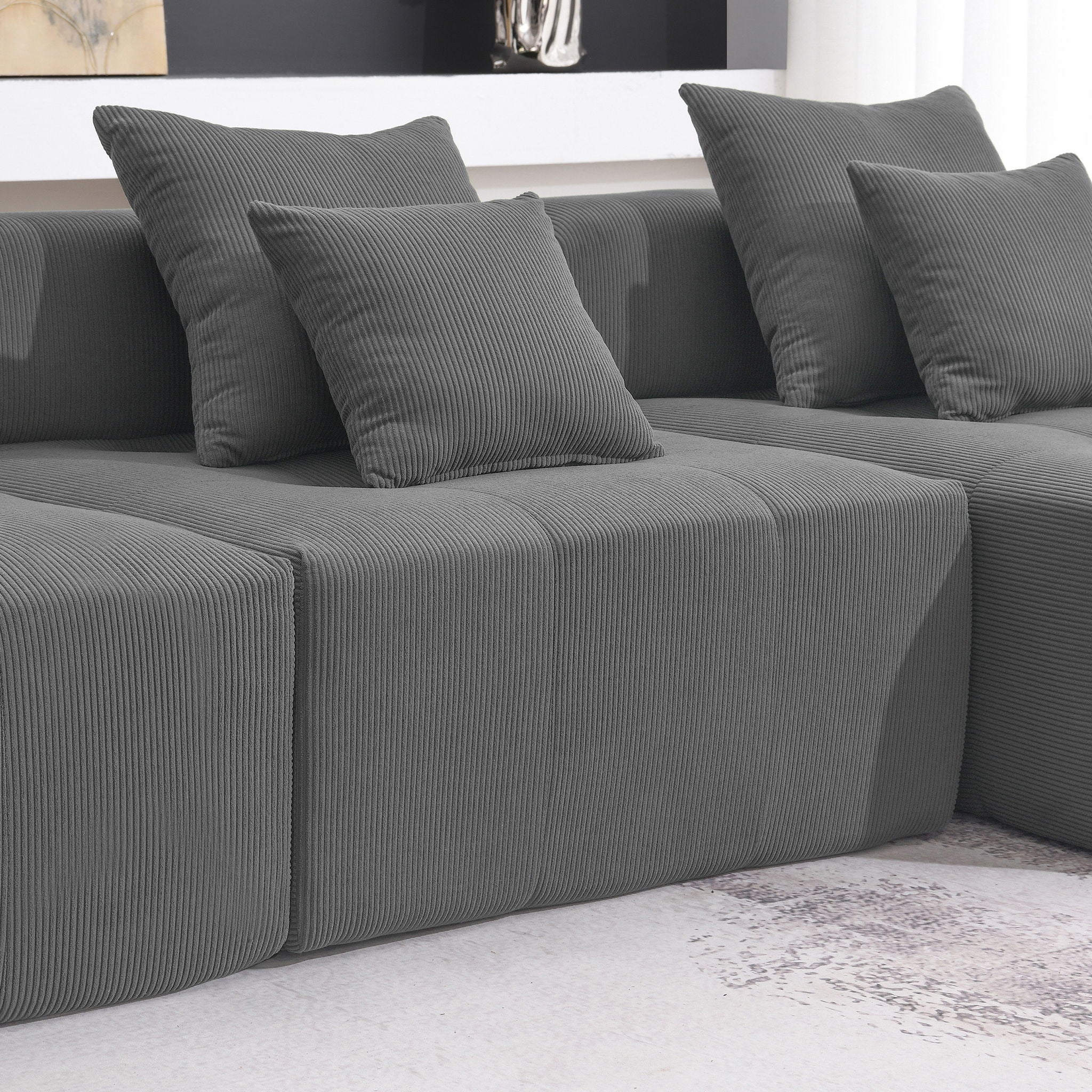 Free Combination L Shaped Modular Sectional, Minimalist Floor Couch Set, Convertible Foam Filled Cloud Compressed Couch For Living Room